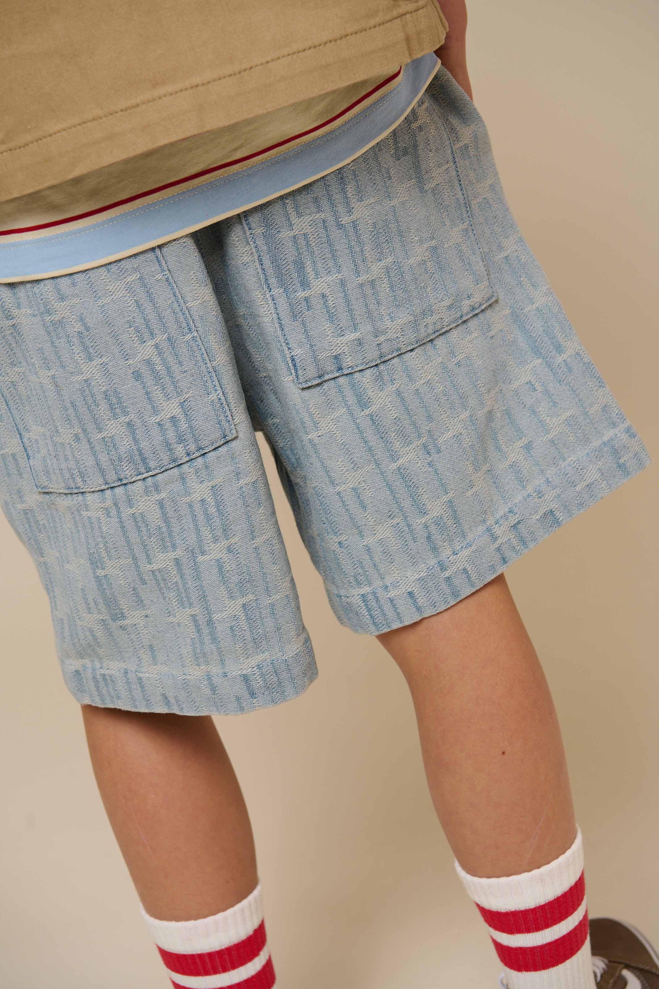 Baggy Jacquard Denim Shorts - Tween - Blue Denim | 101092 Kyle - Image 4