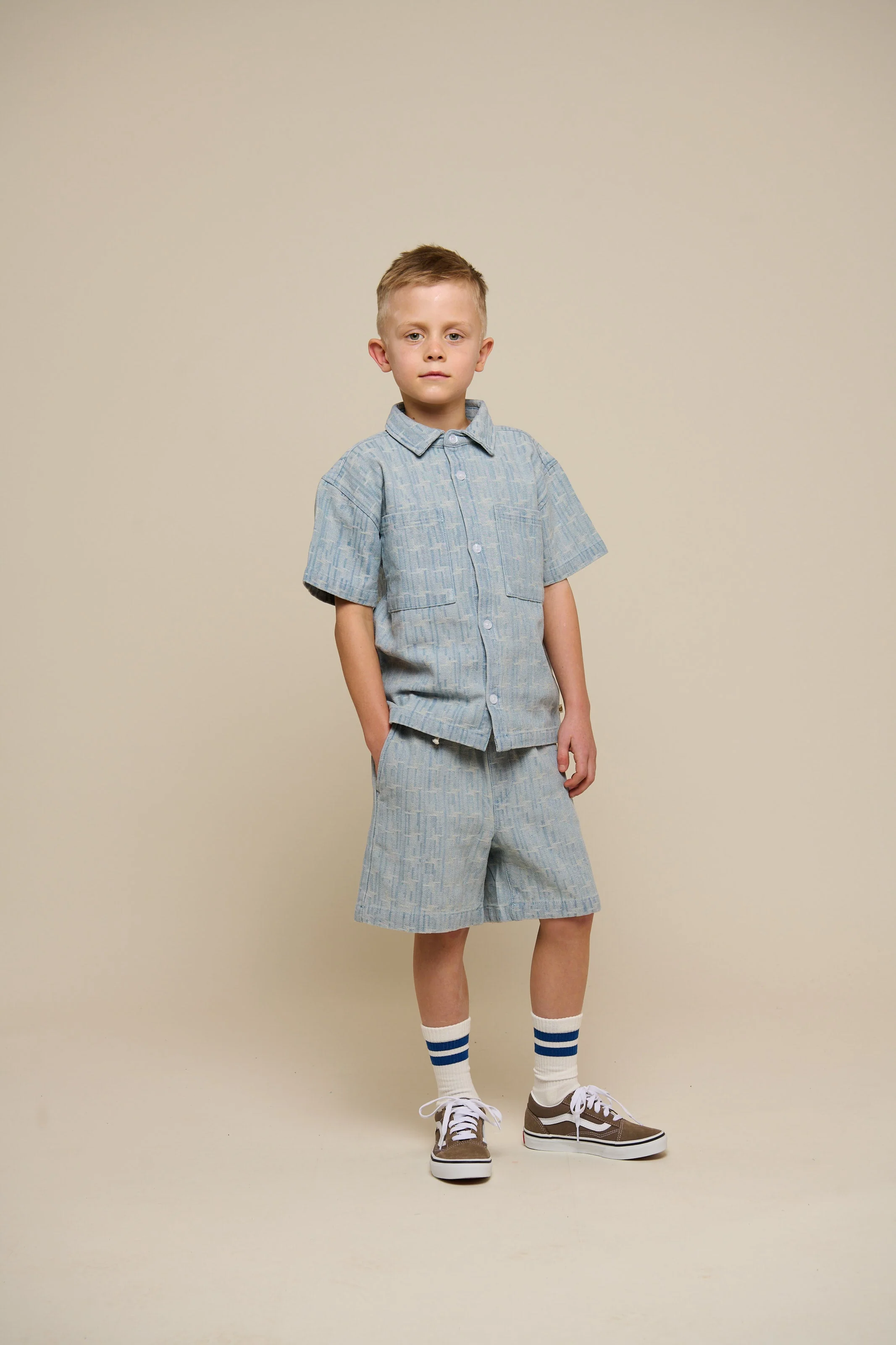 Baggy Jacquard Denim Shorts - Tween - Blue Denim | 101092 Kyle - Image 6