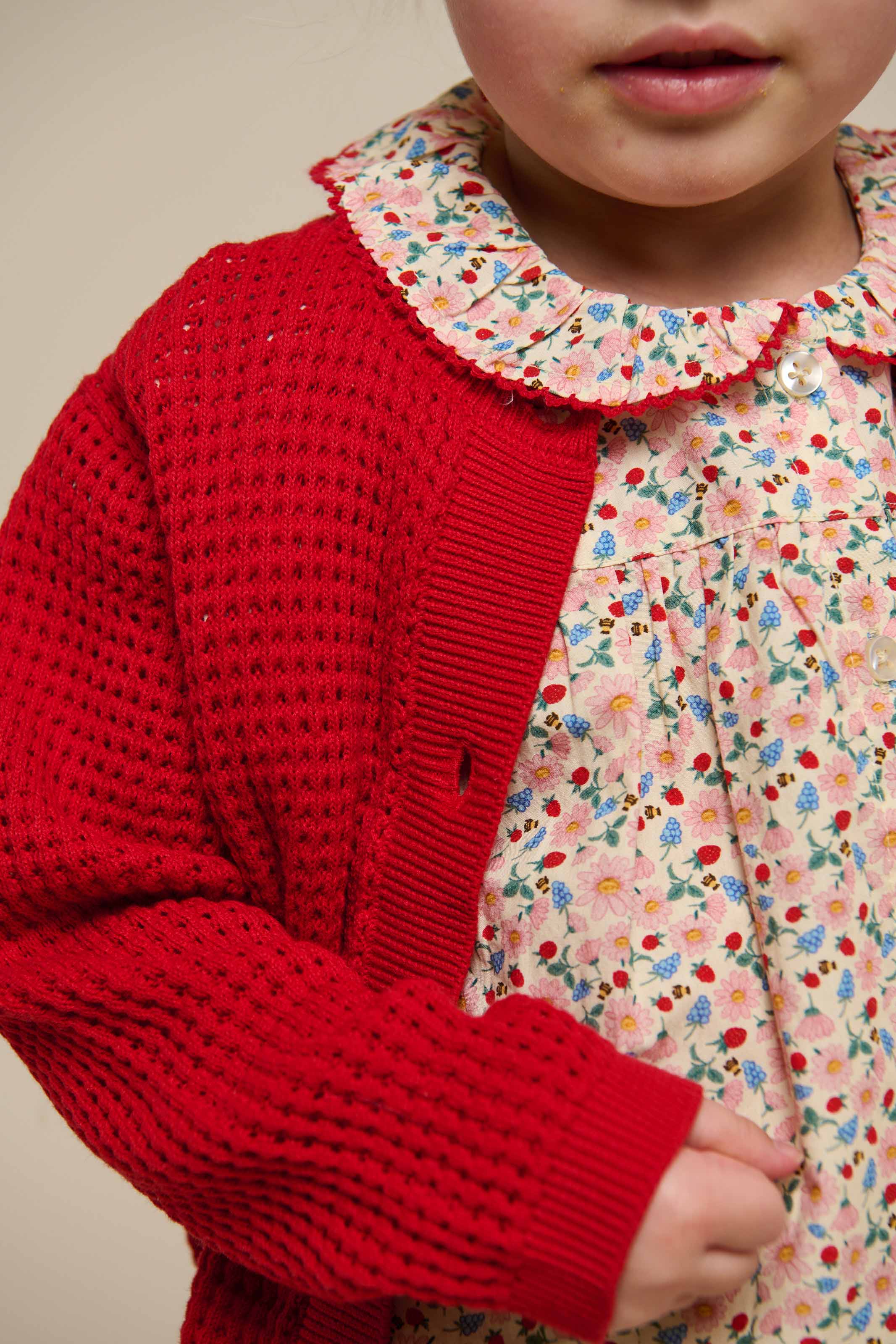Baumwoll-Strickjacke - Kids - Cherry Red | 101269 Katie - Image 4