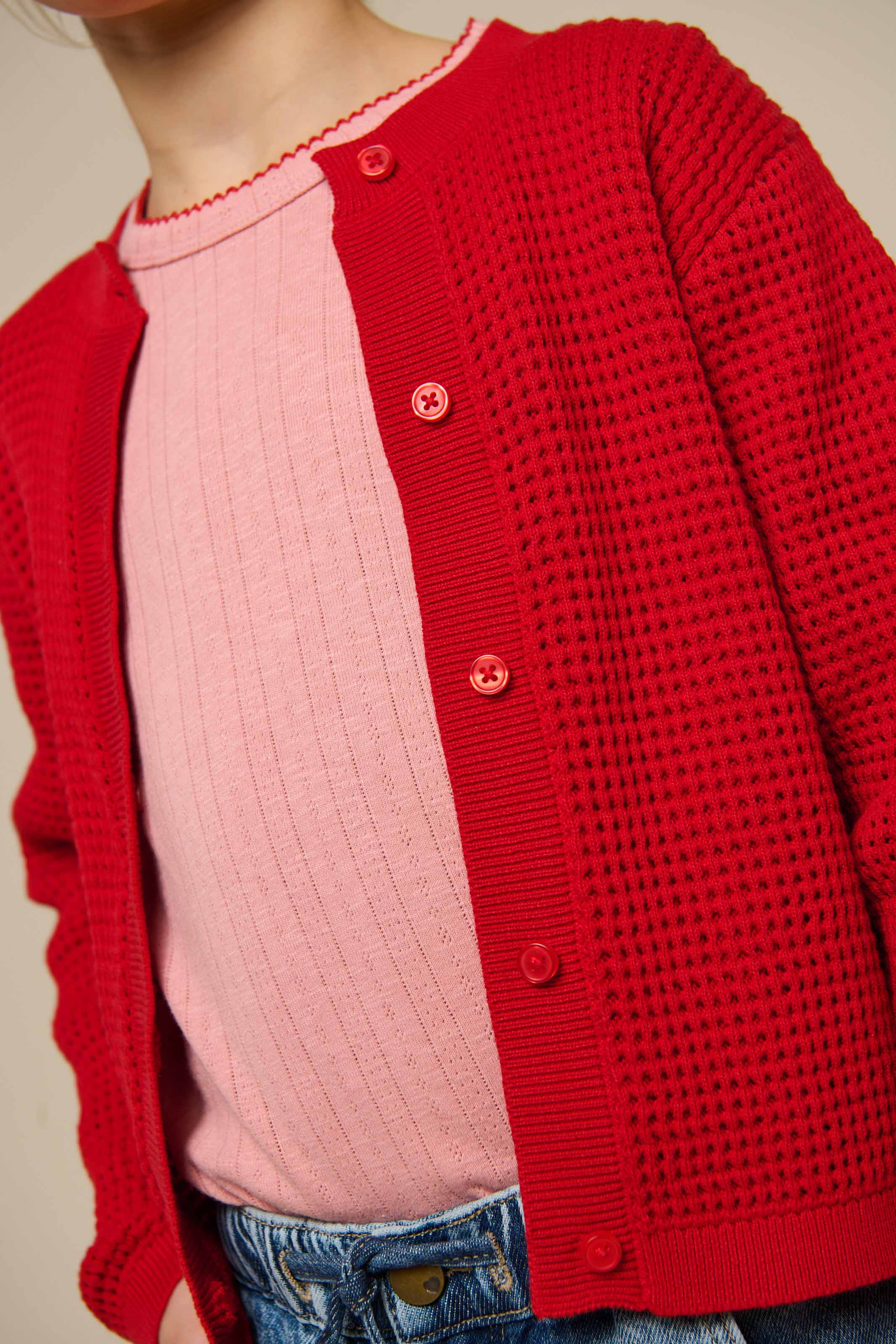 Baumwoll-Strickjacke - Tween - Cherry Red | 101270 Katie - Image 4