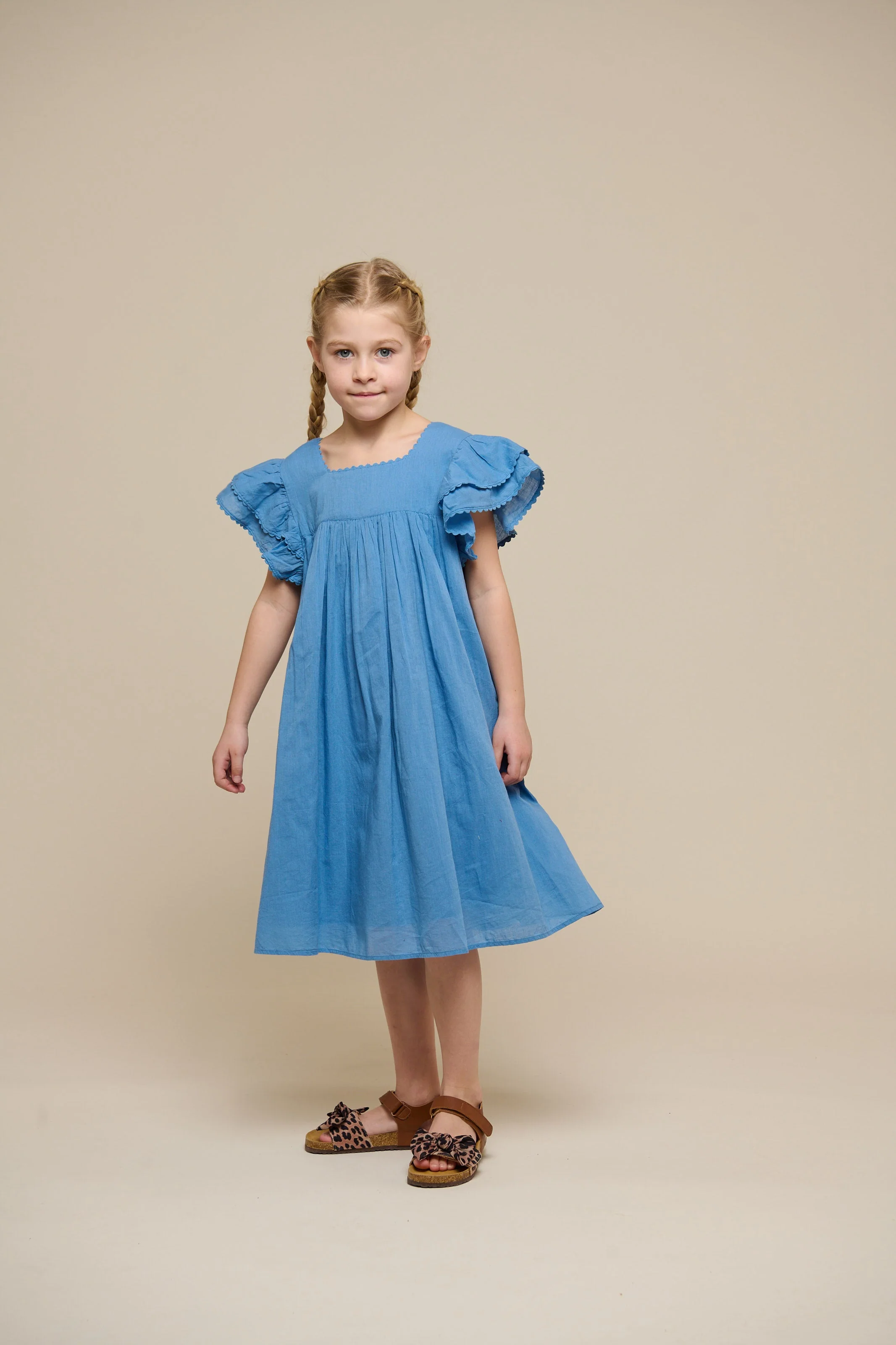 Baumwollkleid mit Zick Zack Rüsche - Tween - Dusty Blue | 101067 Alma - Image 2