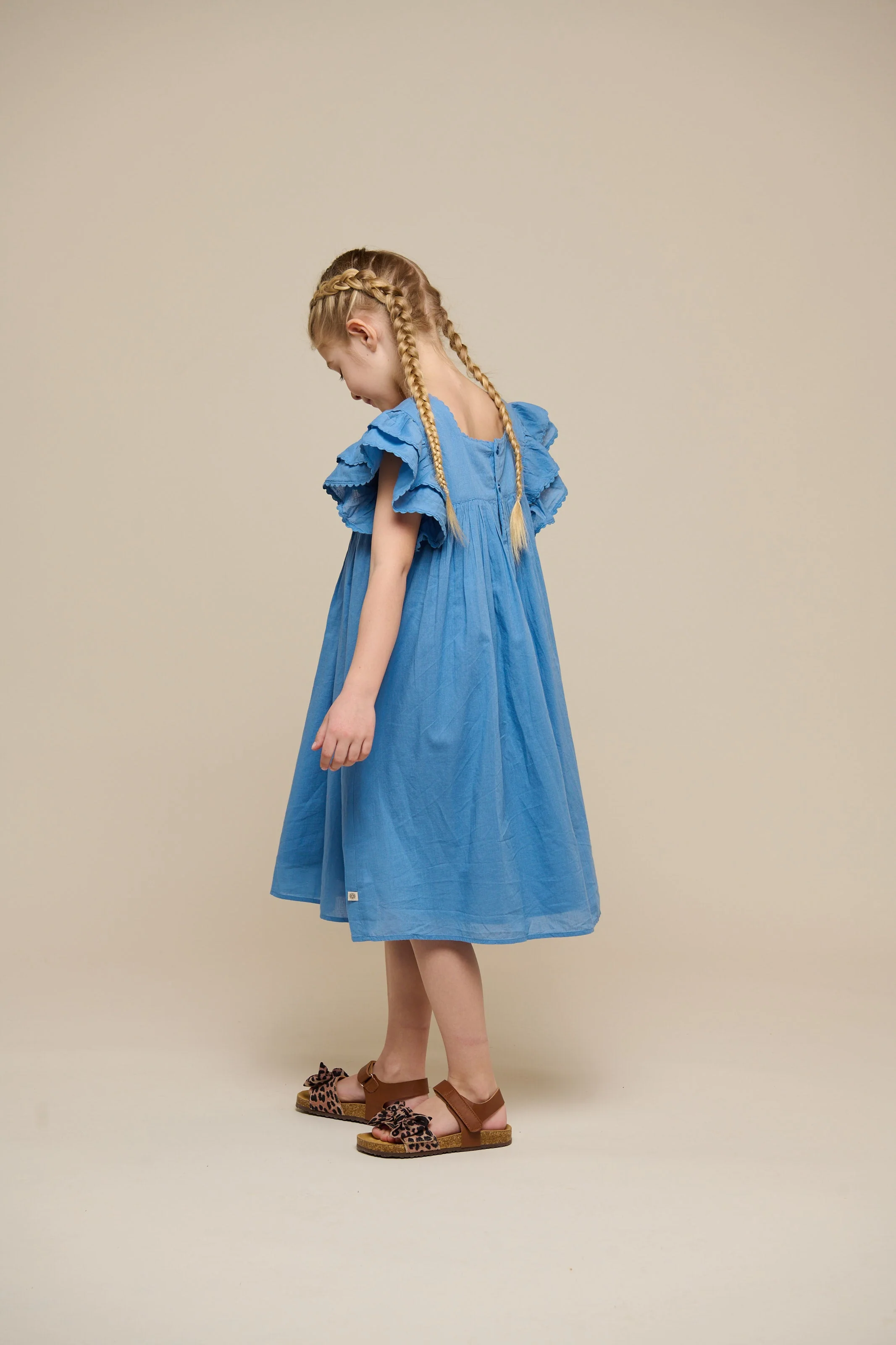 Baumwollkleid mit Zick Zack Rüsche - Tween - Dusty Blue | 101067 Alma - Image 7