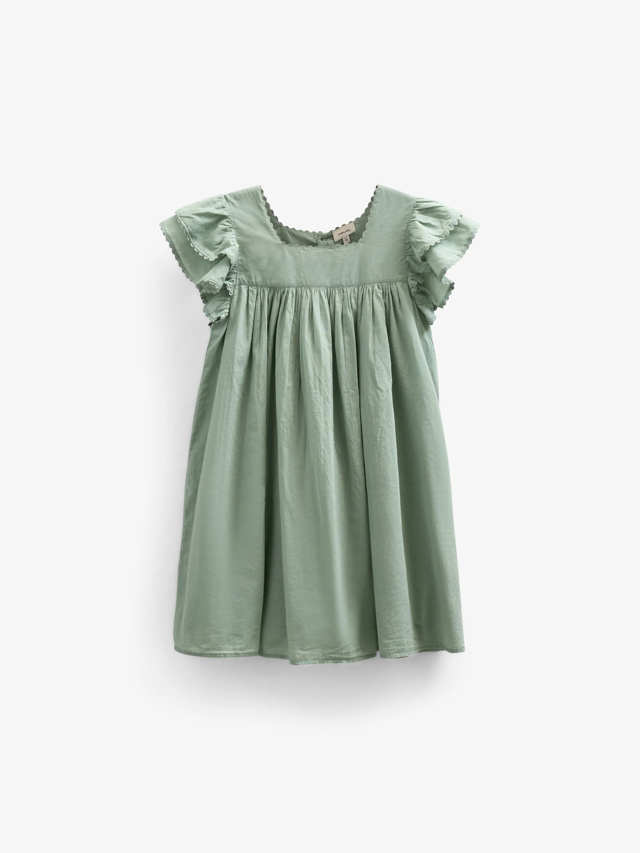 Baumwollkleid mit Zick Zack Rüsche - Tween - Dusty Green | 101066 Alma