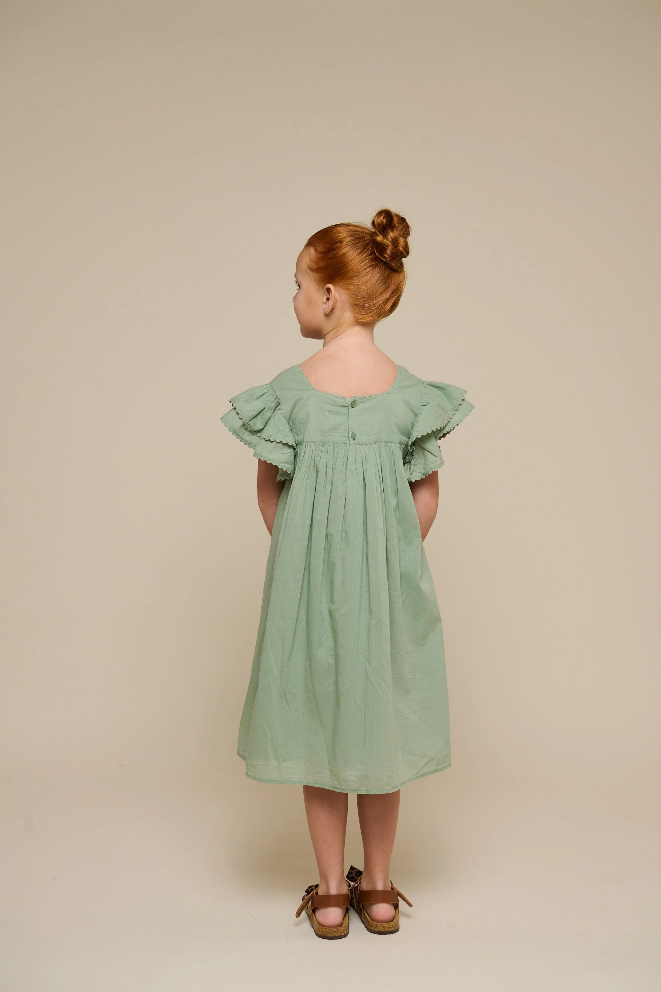 Baumwollkleid mit Zick Zack Rüsche - Tween - Dusty Green | 101066 Alma - Image 5