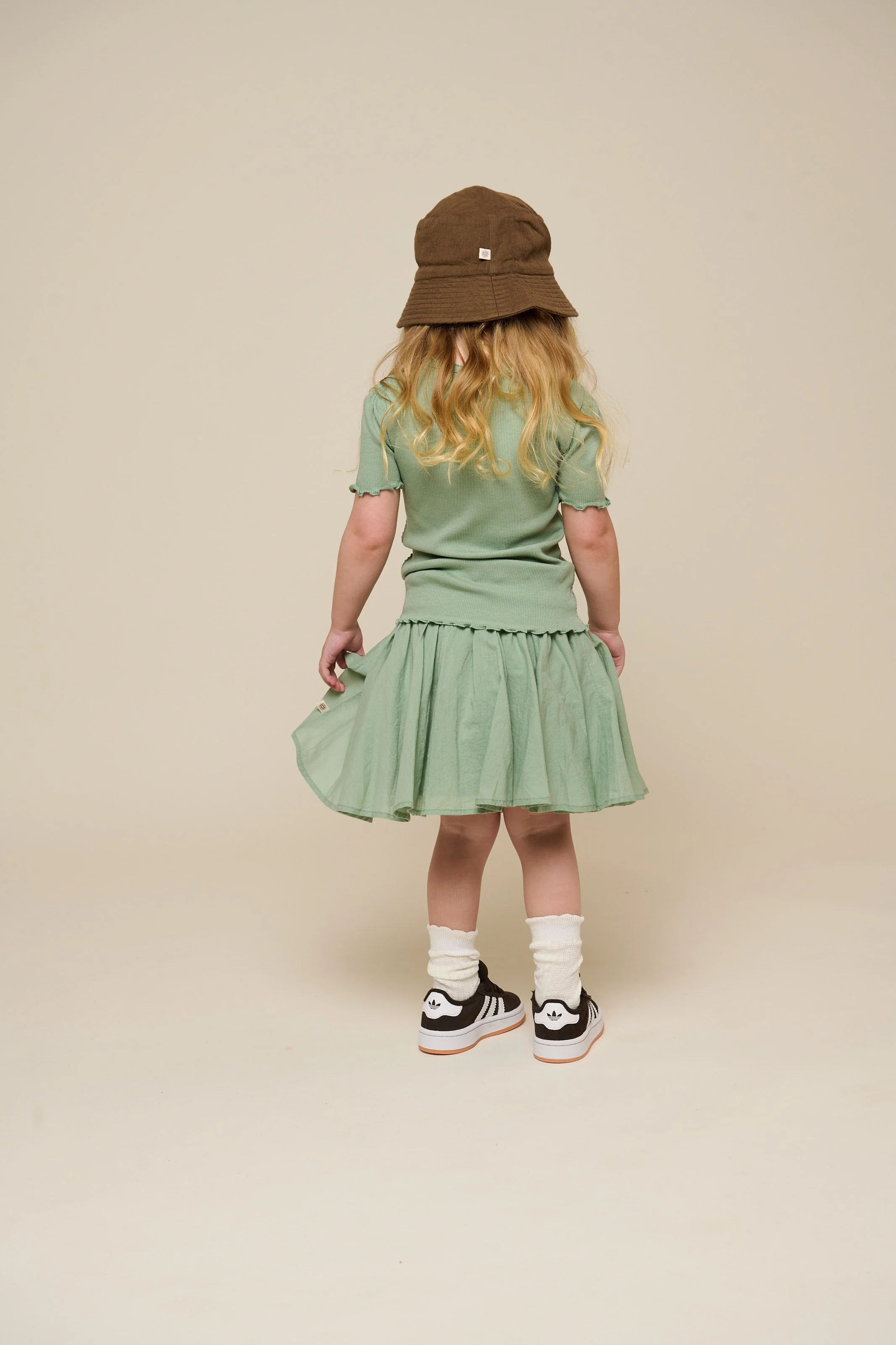 Baumwollrock mit Zick Zack Rüsche - Kids - Dusty Green | 101038 Alma - Image 5