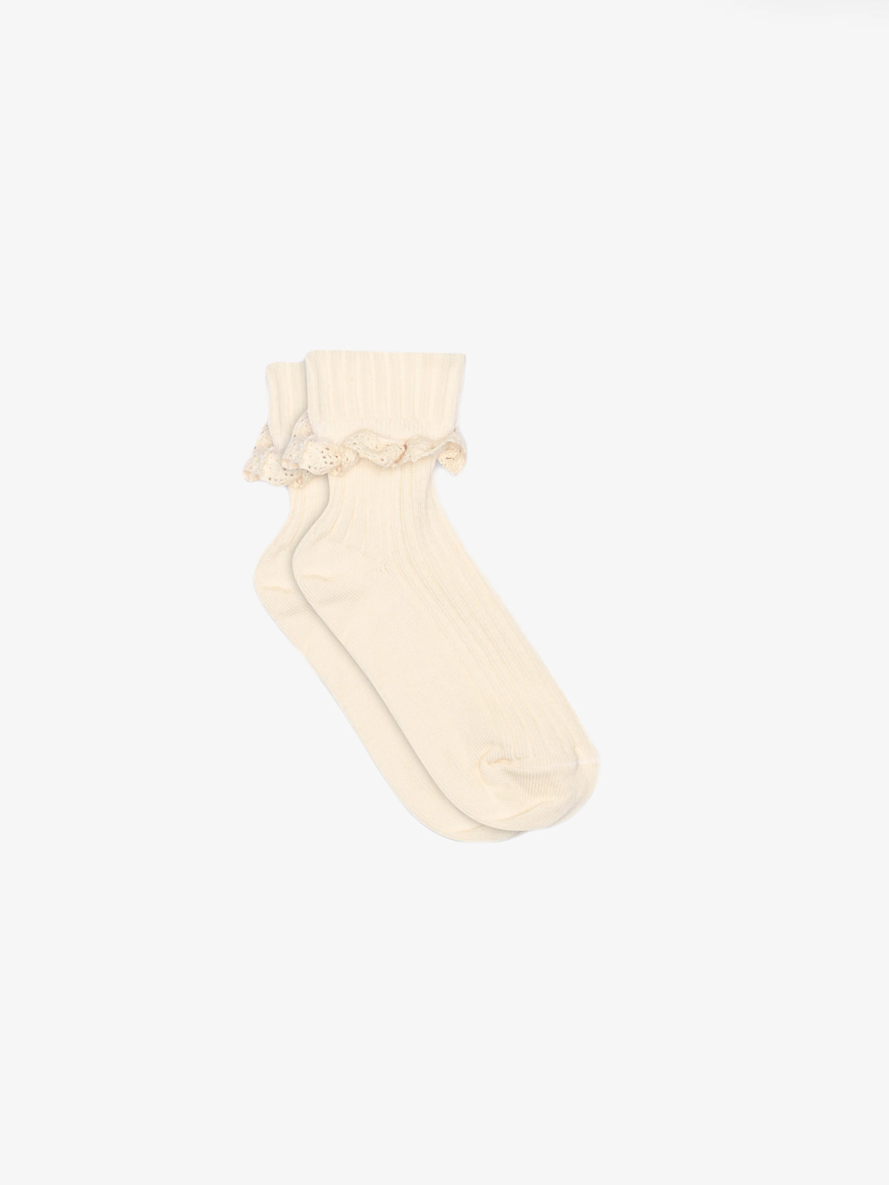 MP Baumwollsocken mit Spitzenrüsche - Kids - Light Beige | 101393 MP Julia Socks