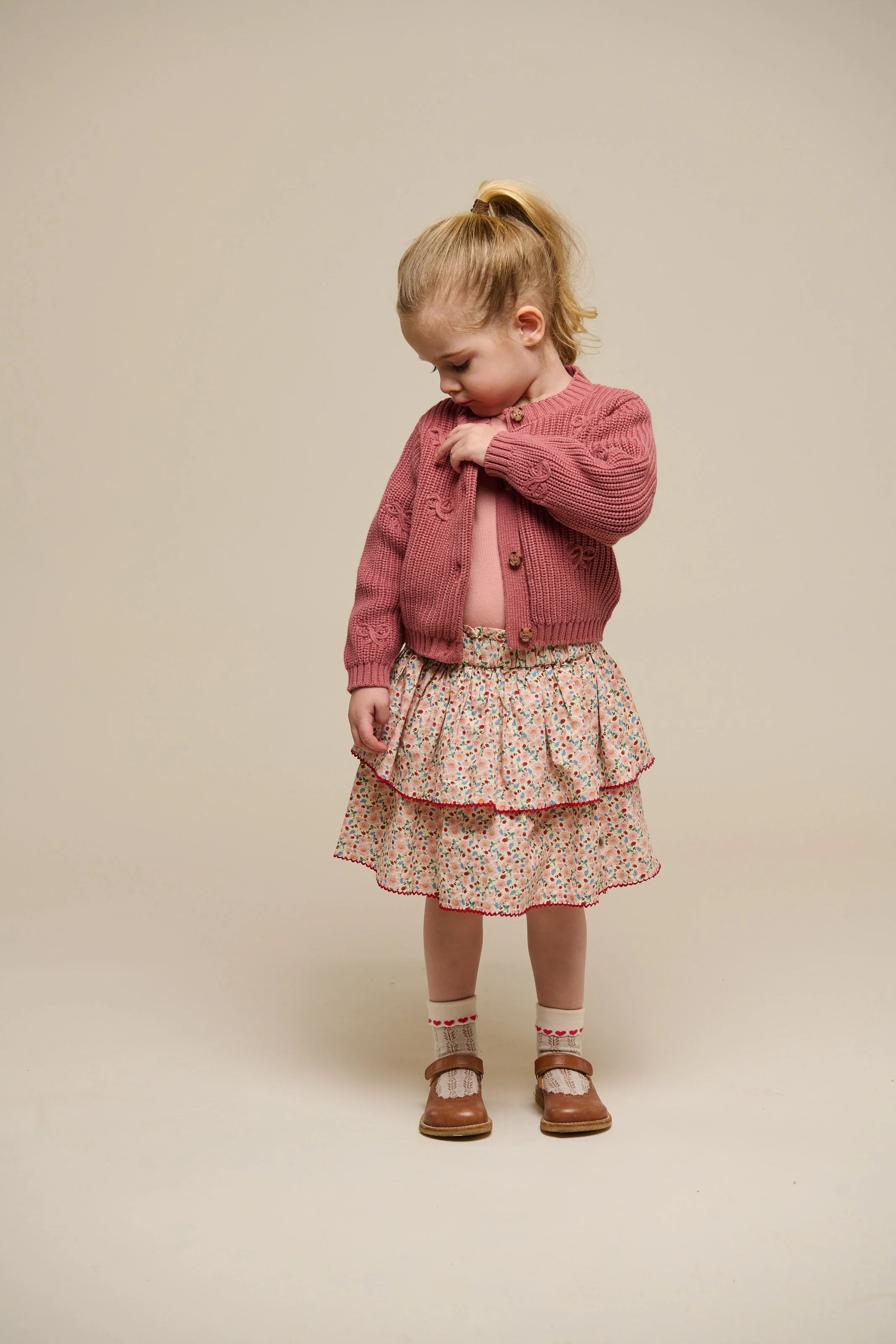 Baumwollstrickjacke mit Schleifen - Kids - Old Rose | 100792 Freya - Image 2