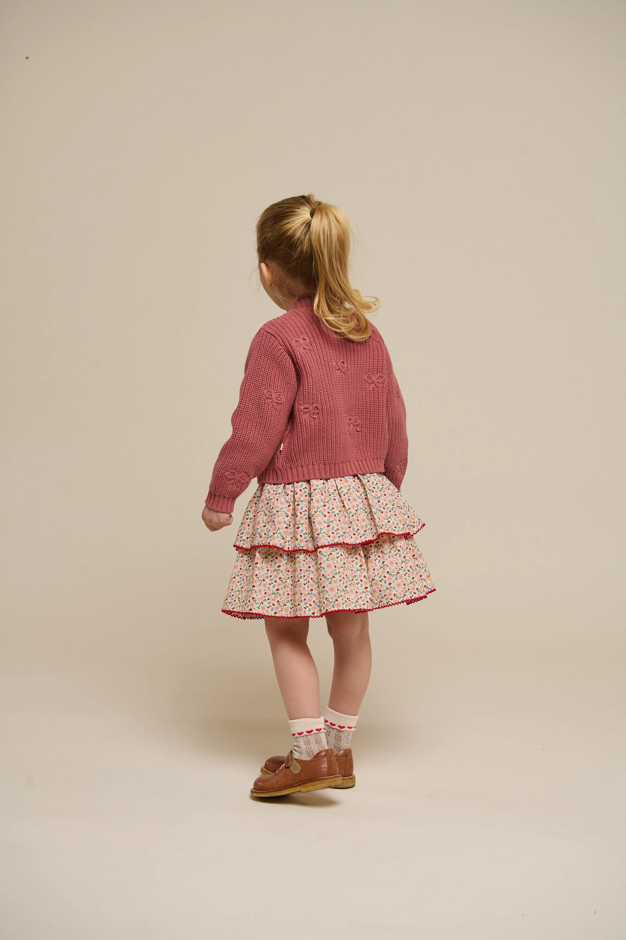 Baumwollstrickjacke mit Schleifen - Kids - Old Rose | 100792 Freya - Image 5