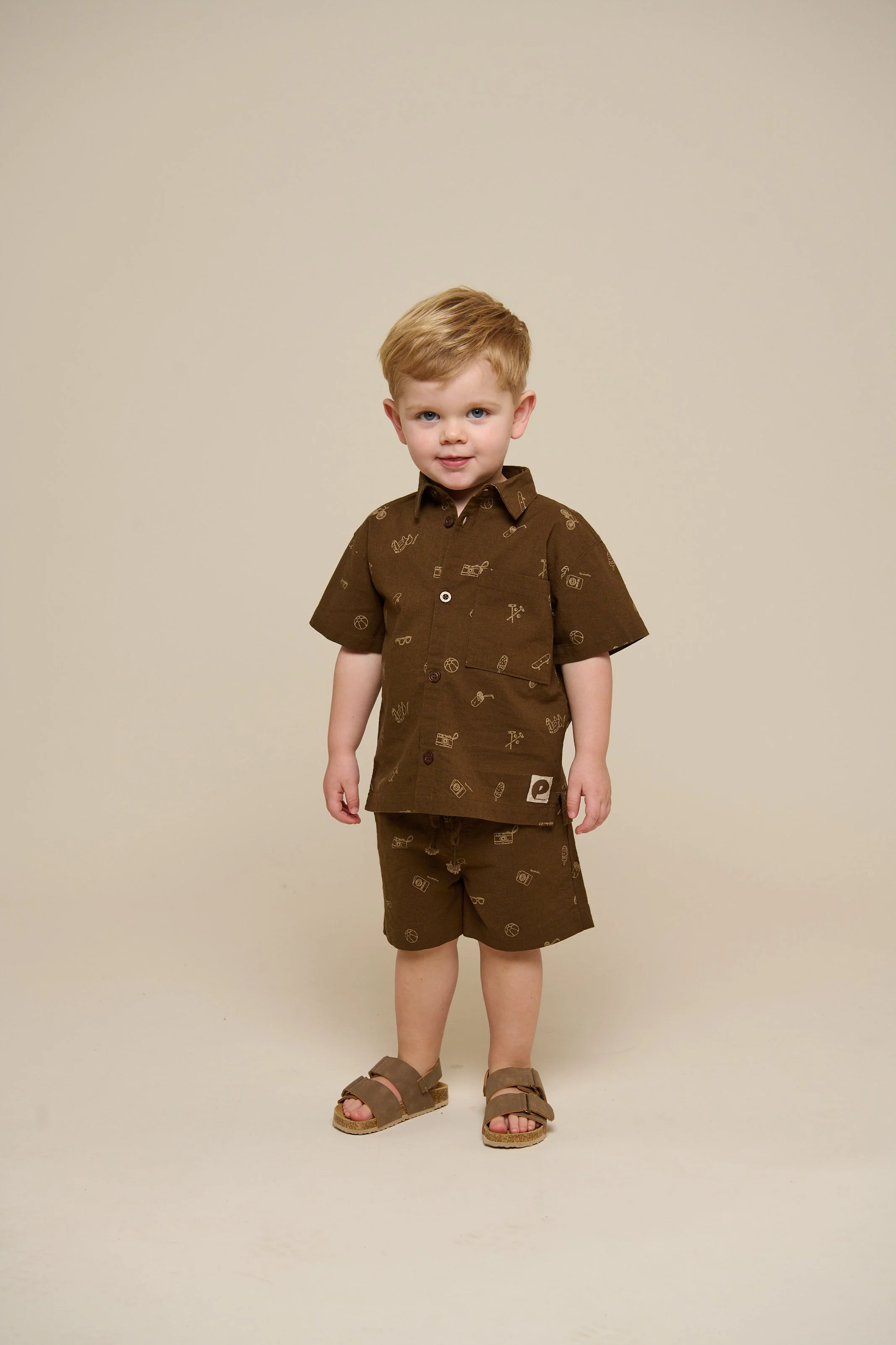 Bedruckte Leinenmix Shorts - Kids - Dark Brown | 101171 William - Image 7