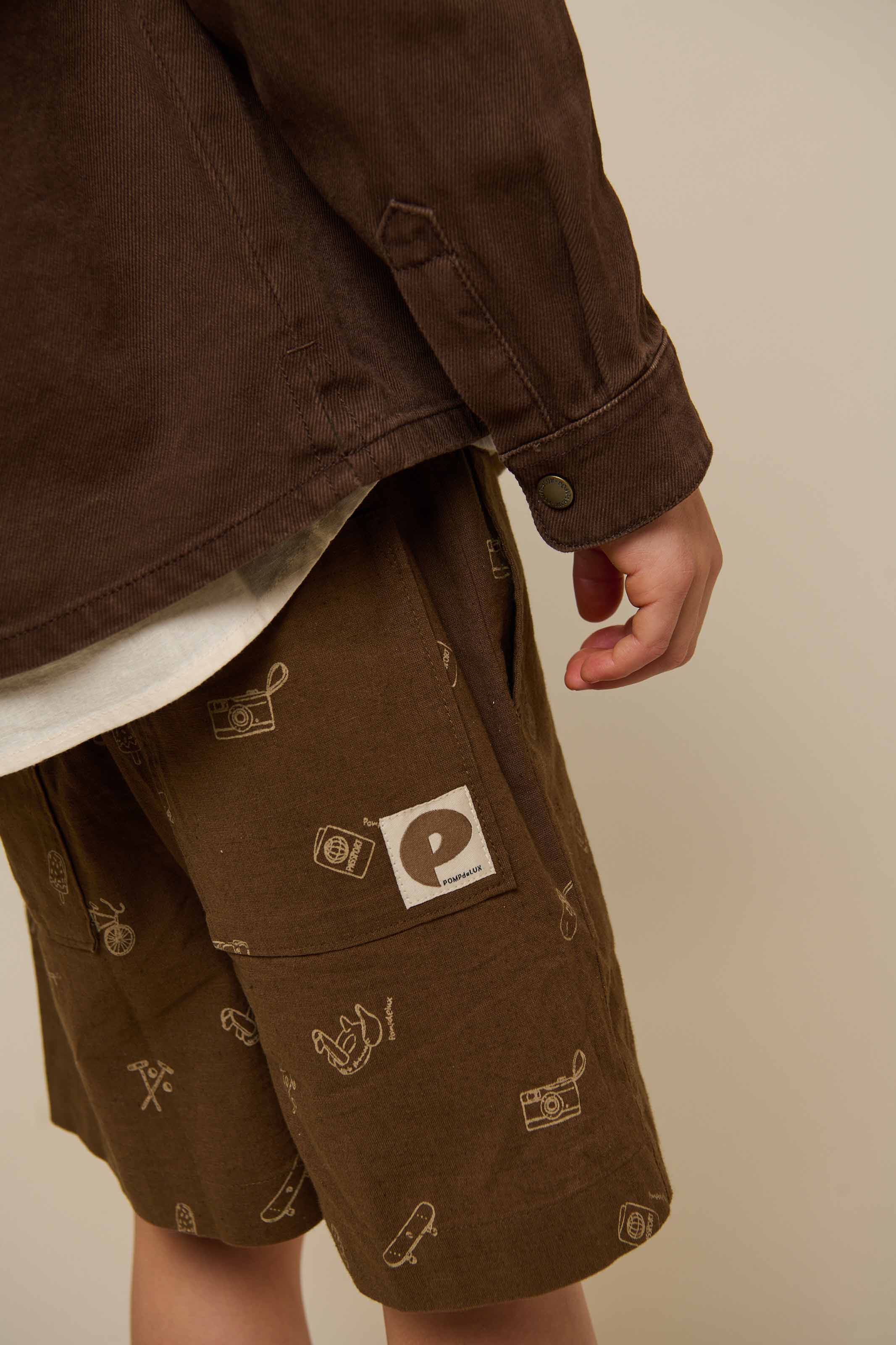 Bedruckte Leinenmix Shorts - Tween - Dark Brown | 101172 William - Image 4