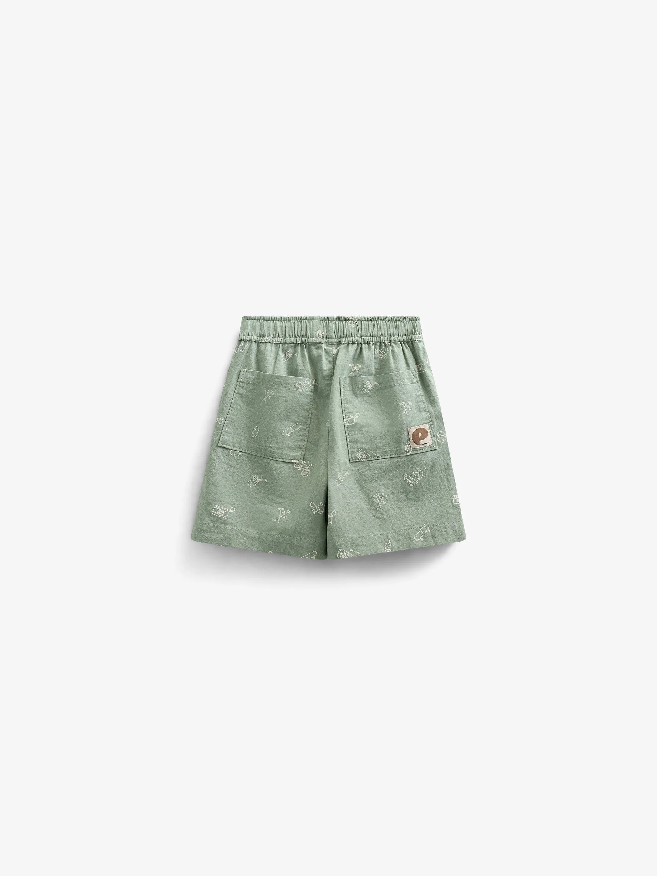 Bedruckte Leinenmix Shorts - Tween - Dusty Green | 101170 William - Image 3