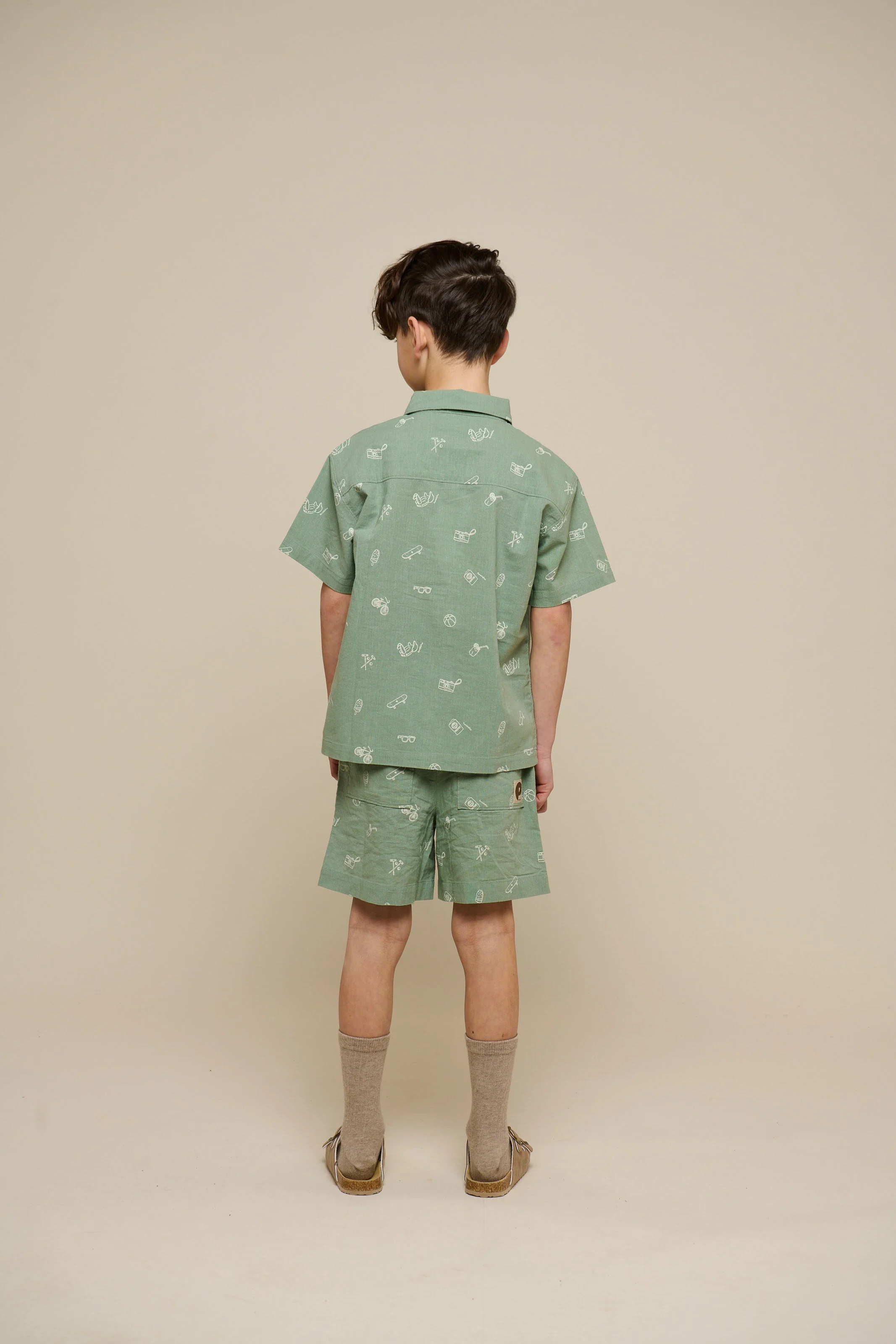 Bedruckte Leinenmix Shorts - Tween - Dusty Green | 101170 William - Image 6