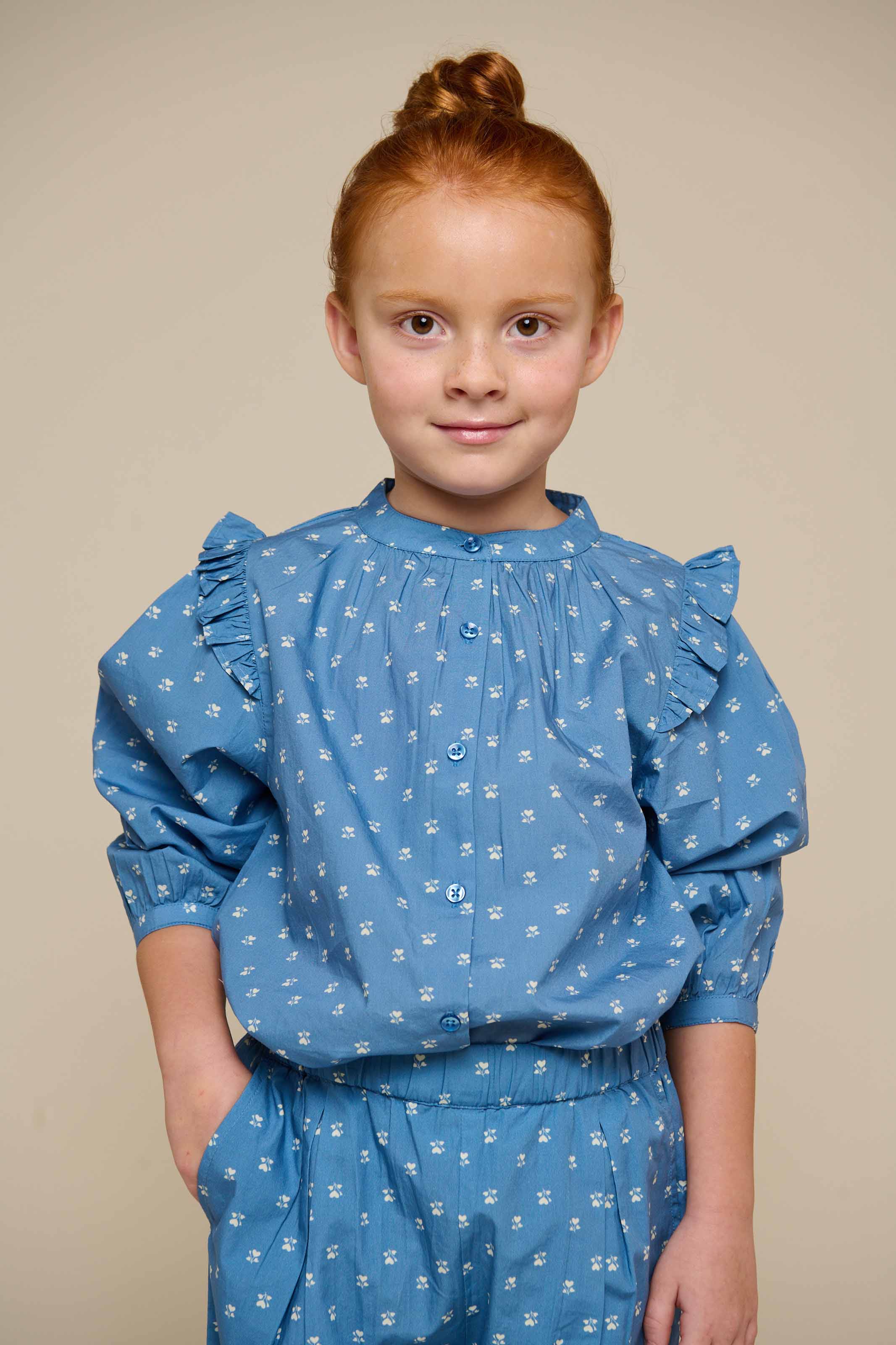 Bedruckte Poplin-Hose - Tween - Dusty Blue | 101089 Camilla - Image 5