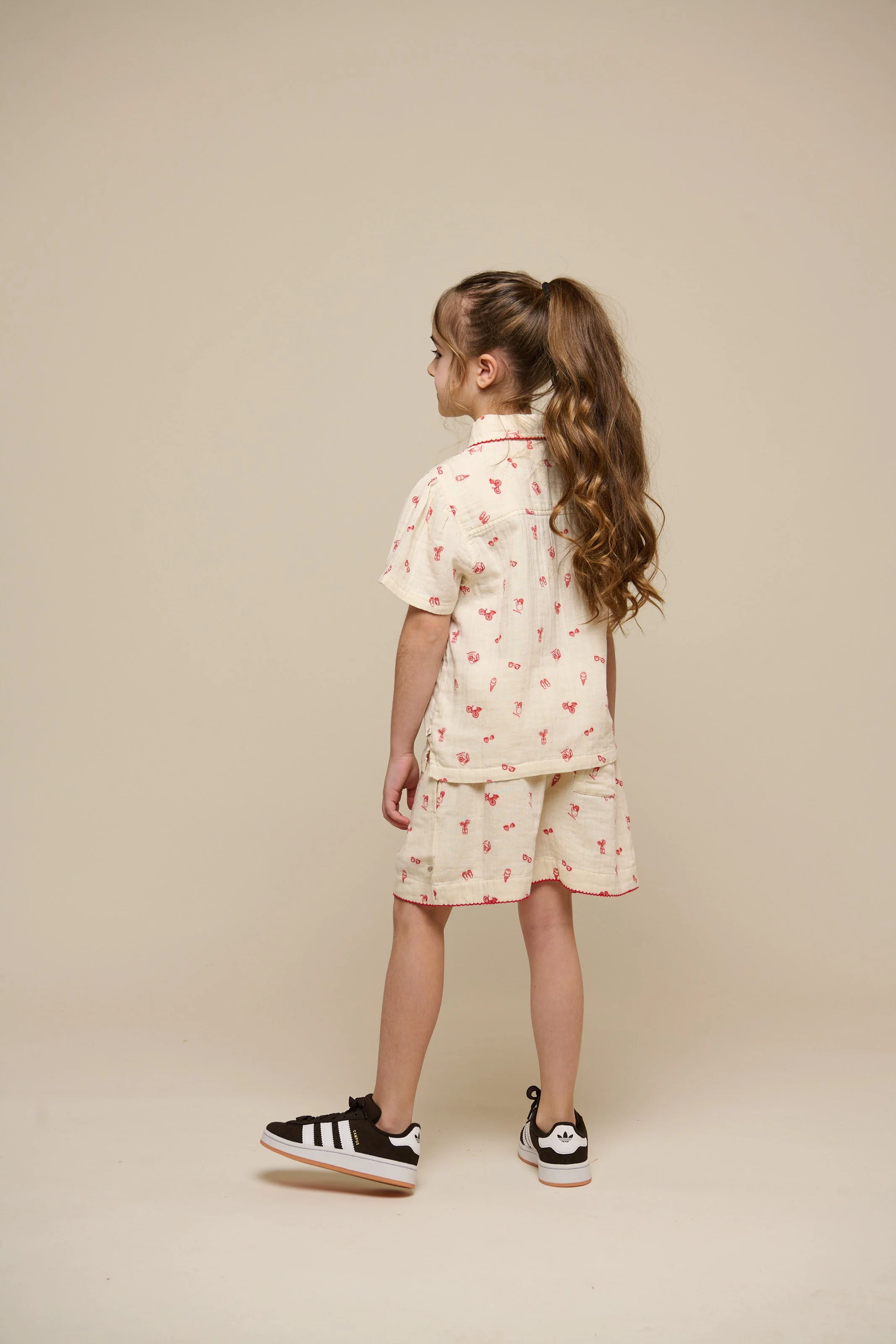 Bedrucktes Gaze Hemd und Shorts Set - Tween - Offwhite/Cherry Red | 100973 Fiona - Image 5
