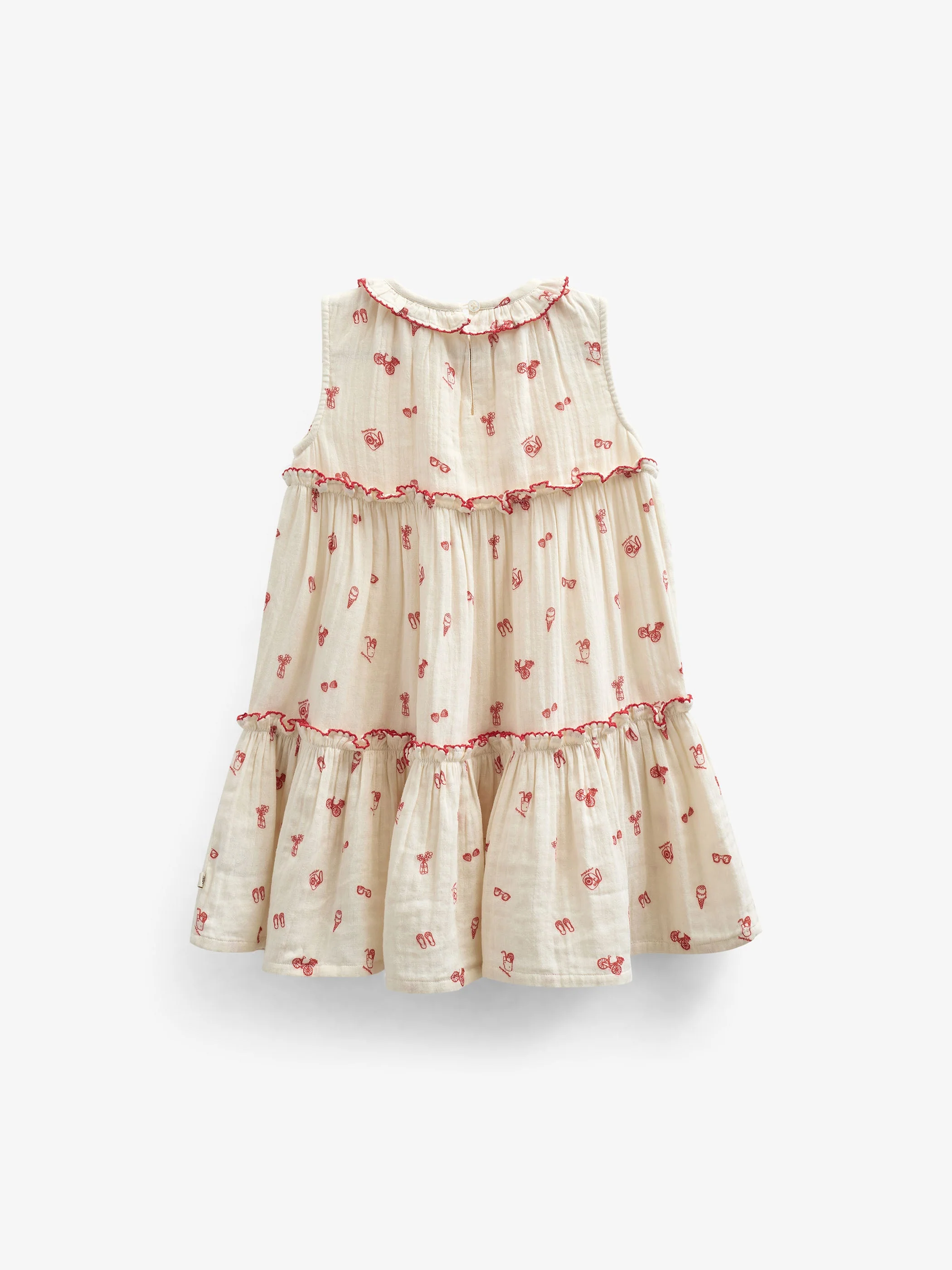 Bedrucktes Gaze-Kleid mit Kragen - Kids - Offwhite/Cherry Red | 100975 Fiona - Image 3