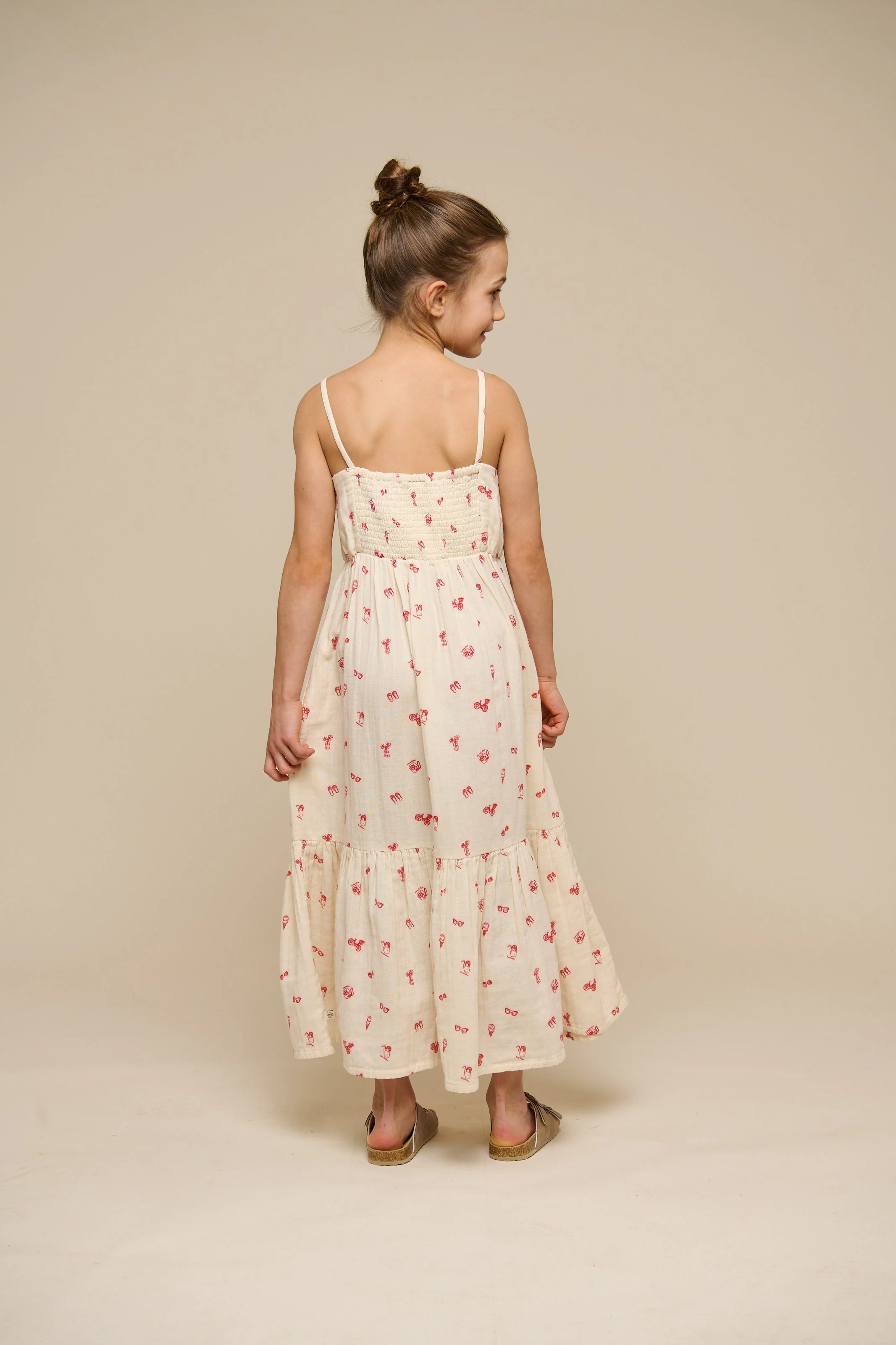 Bedrucktes Gaze-Midi-TrÀgerkleid - Tween - Offwhite/Cherry Red | 100974 Fiona - Image 4