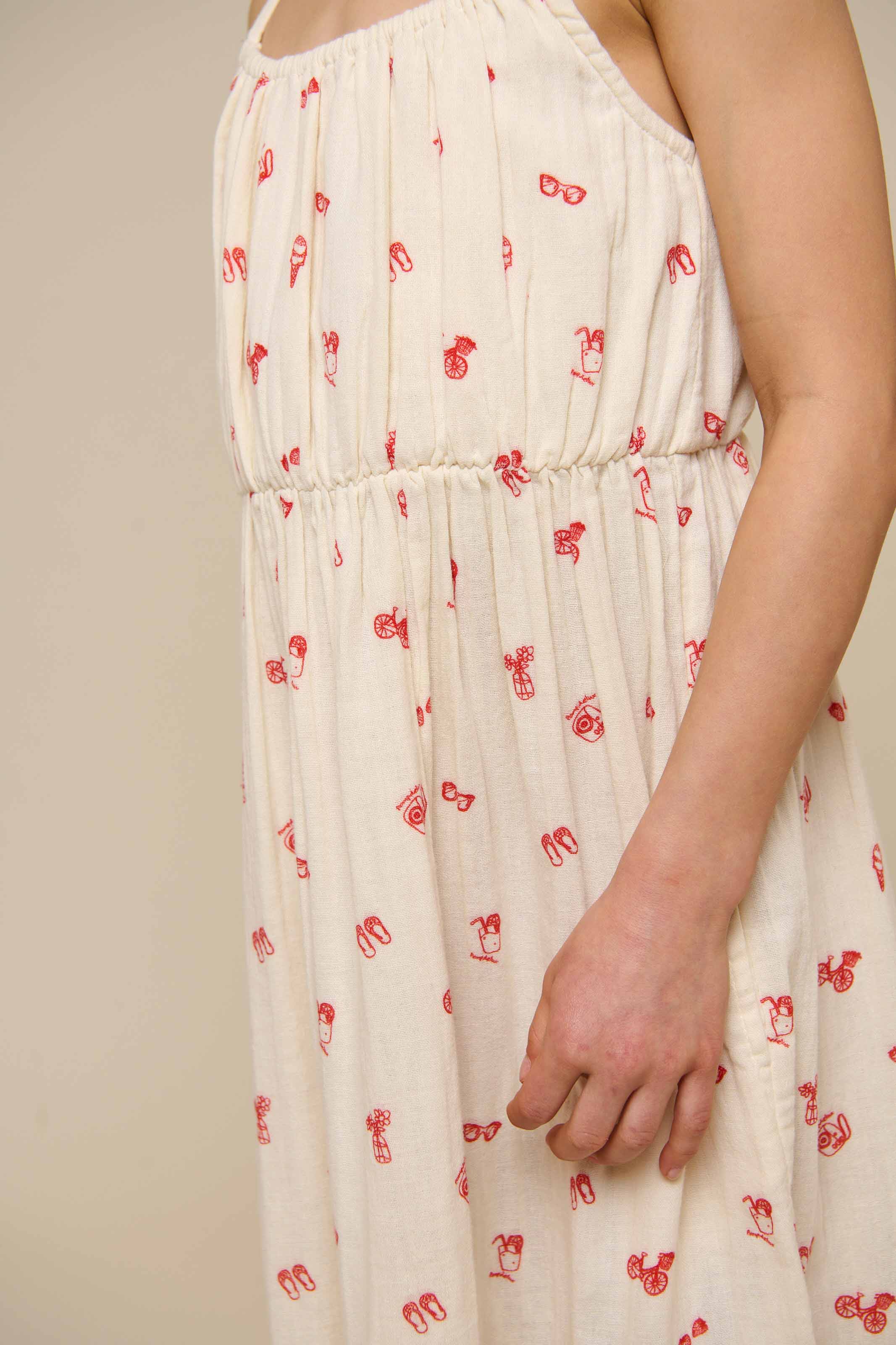 Bedrucktes Gaze-Midi-TrÀgerkleid - Tween - Offwhite/Cherry Red | 100974 Fiona - Image 5