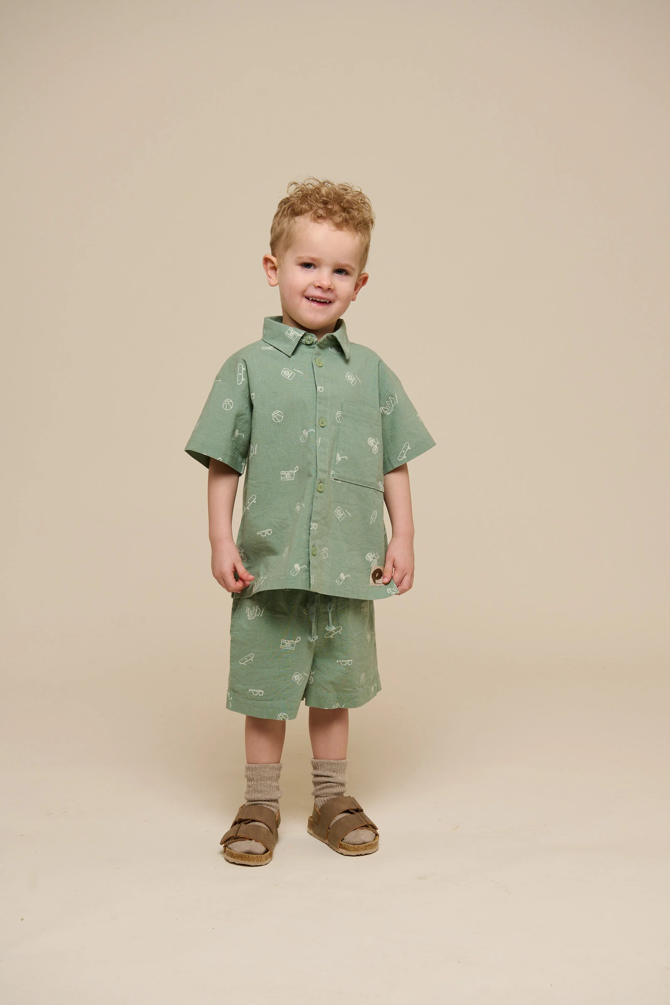 Bedrucktes Leinenmix Hemd - Kids - Dusty Green | 101165 William - Image 6