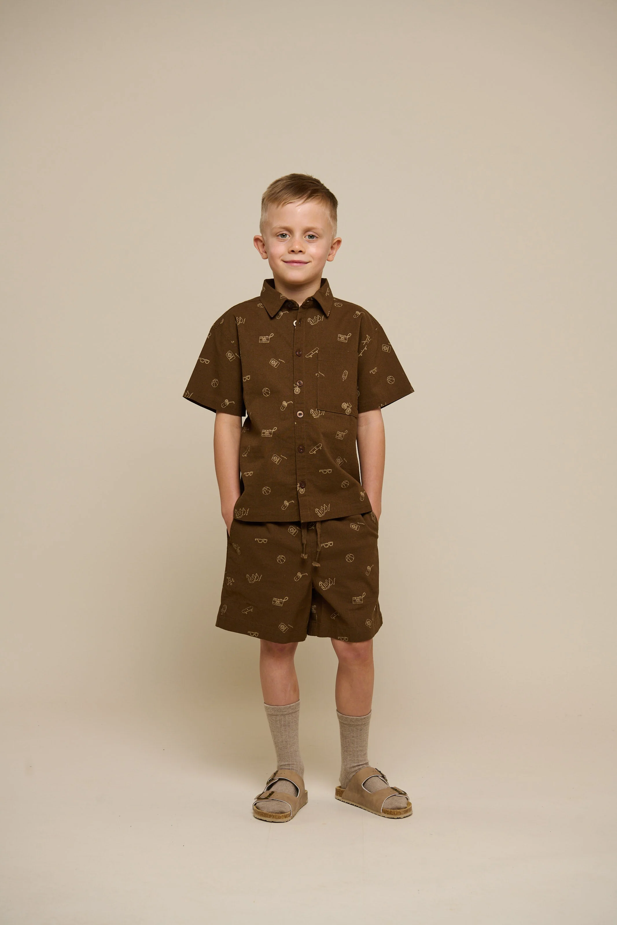 Bedrucktes Leinenmix Hemd - Tween - Dark Brown | 101168 William - Image 5