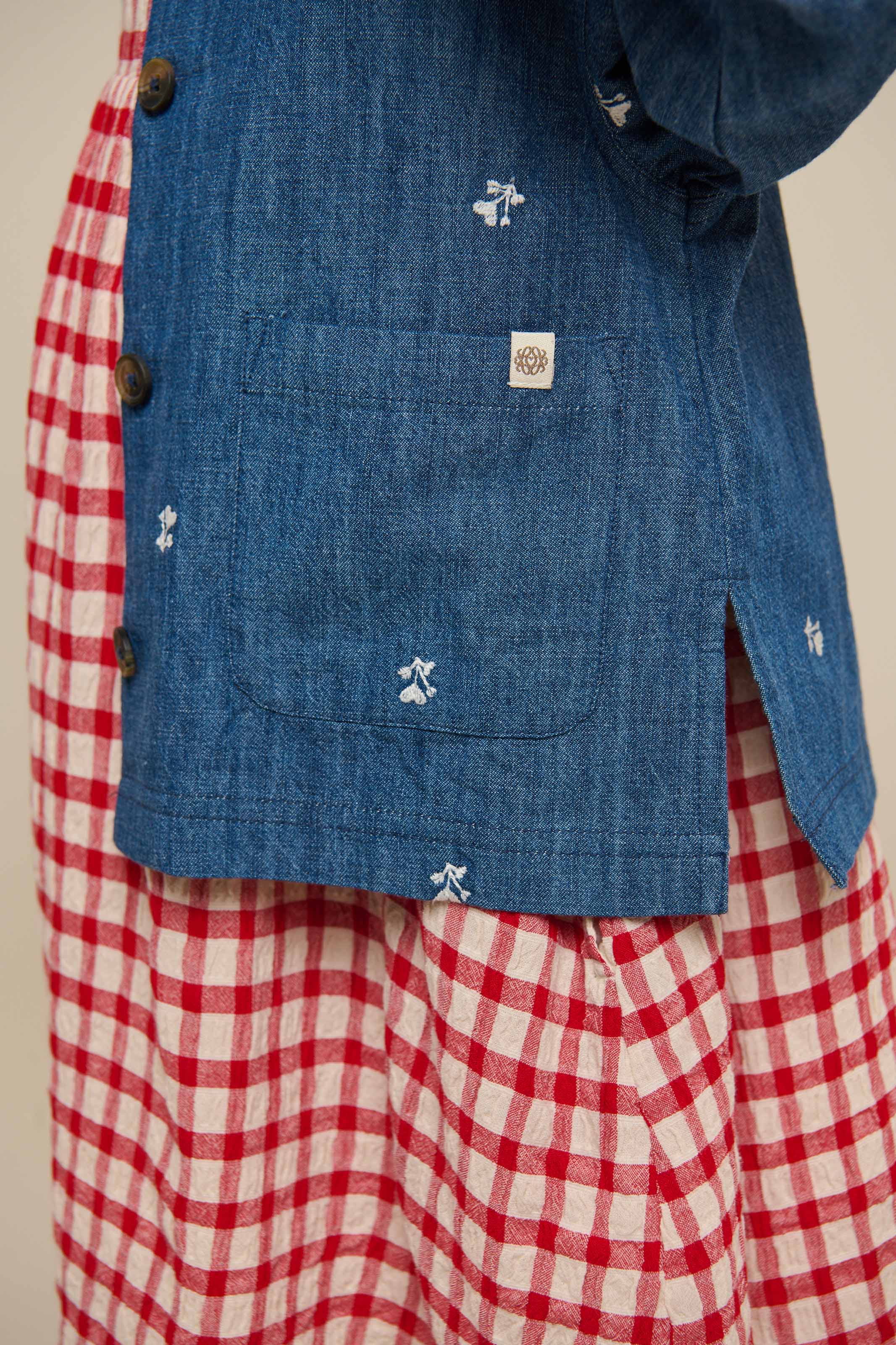 Bestickte Leichte Denim-Hemdenjacke - Kids - Blue Denim | 101051 Isabella - Image 7