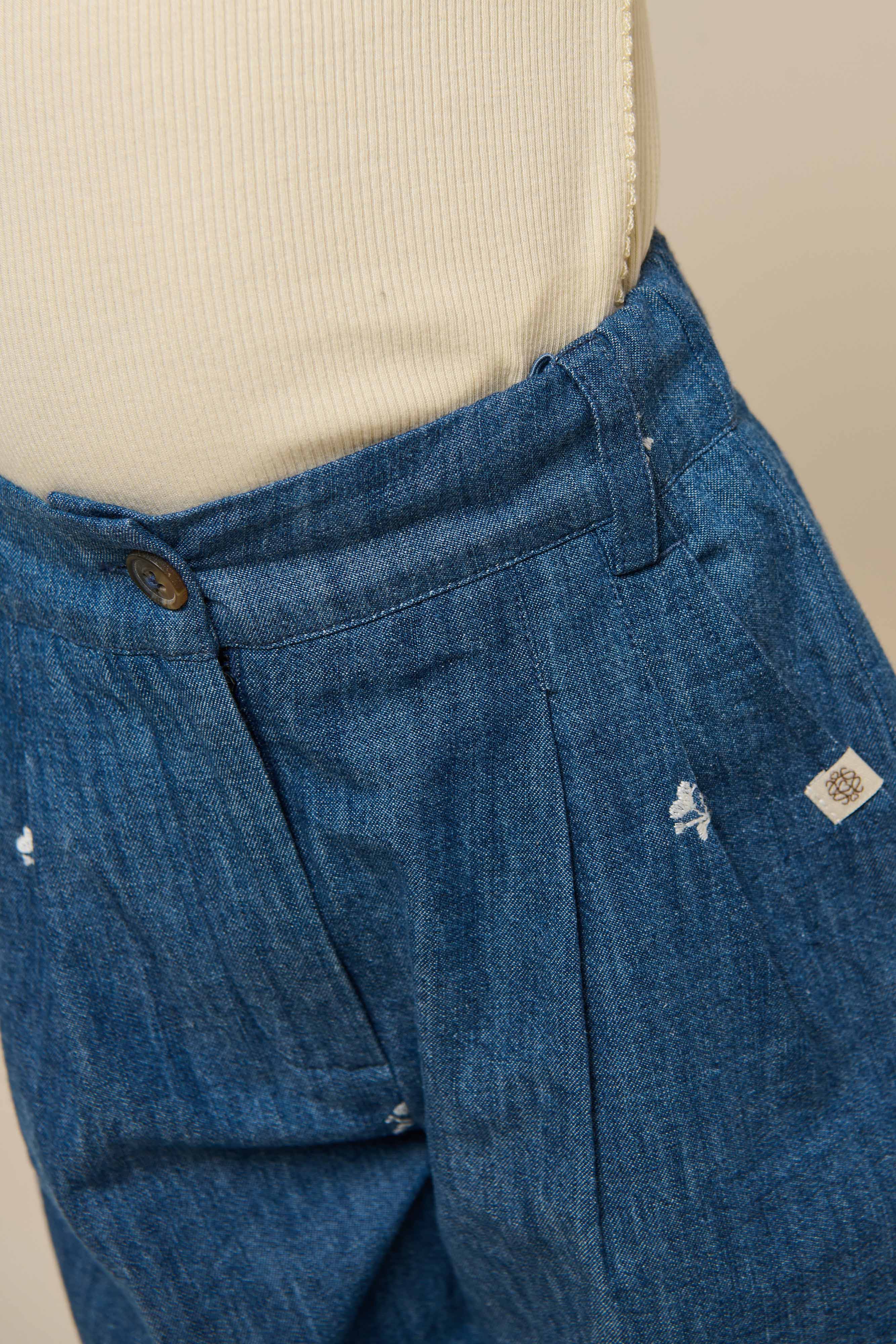 Bestickte Leichte Denim-Hose - Kids - Blue Denim | 101050 Isabella - Image 6