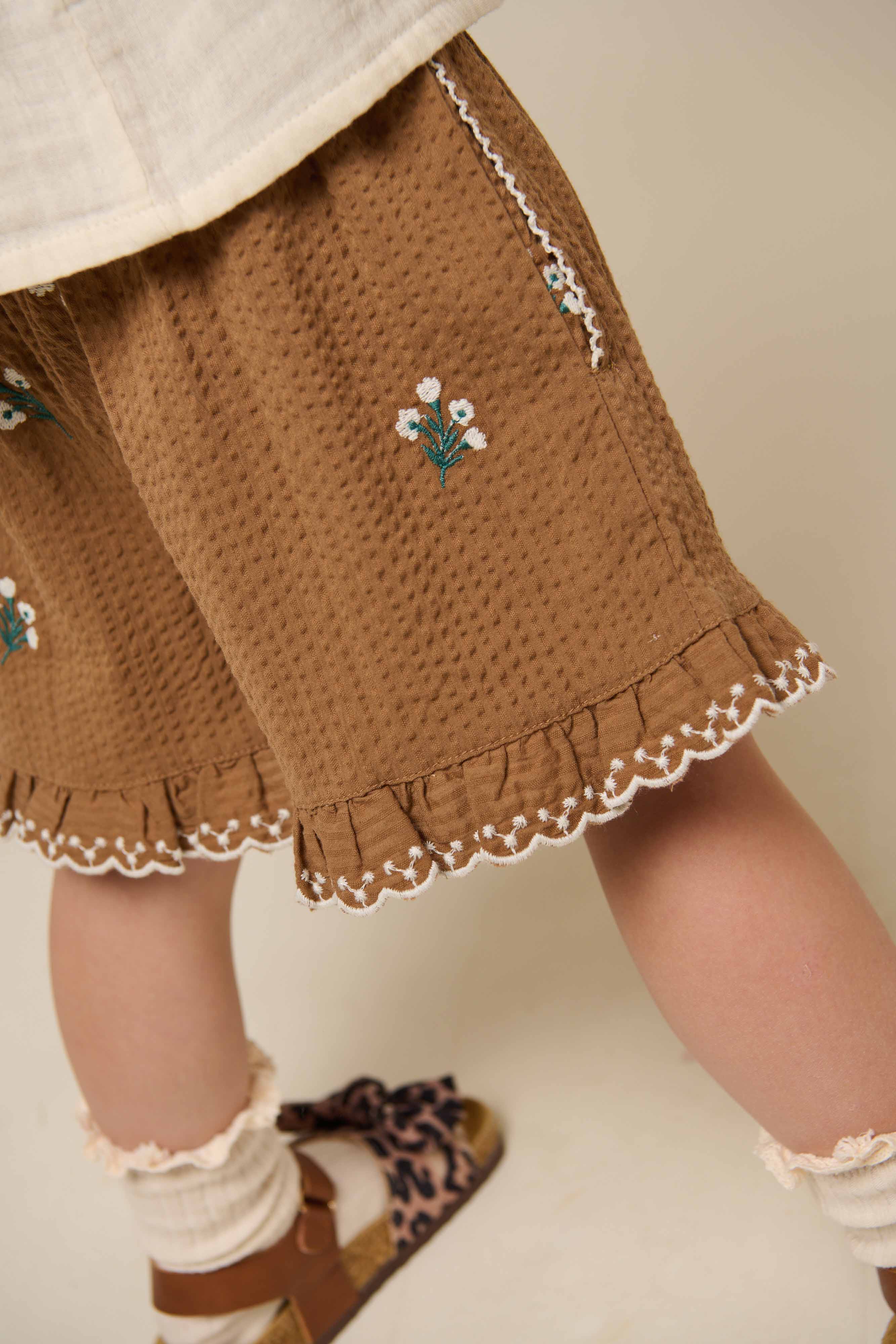 Bestickte Seersucker-Shorts - Kids - Coconut | 100986 Nora - Image 4