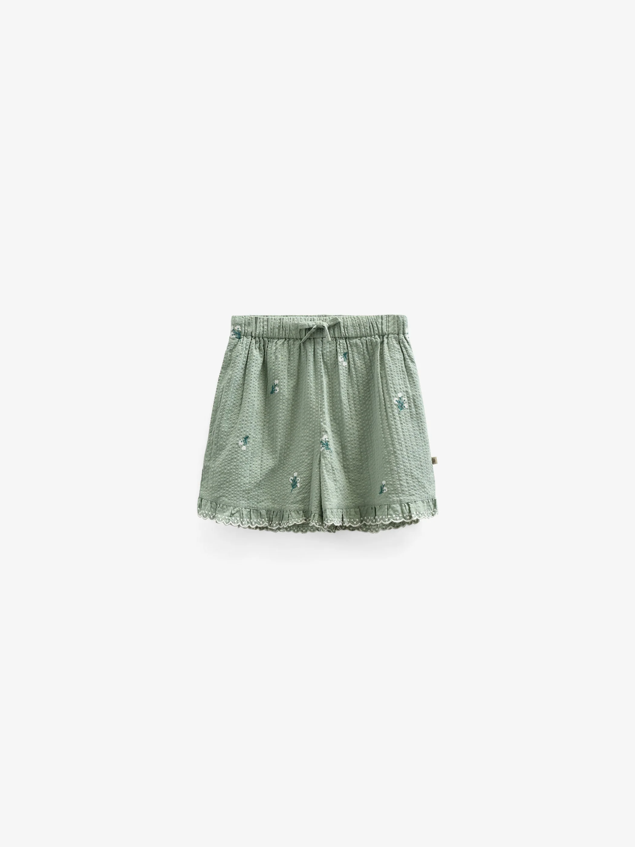 Bestickte Seersucker-Shorts - Kids - Dusty Green | 100984 Nora