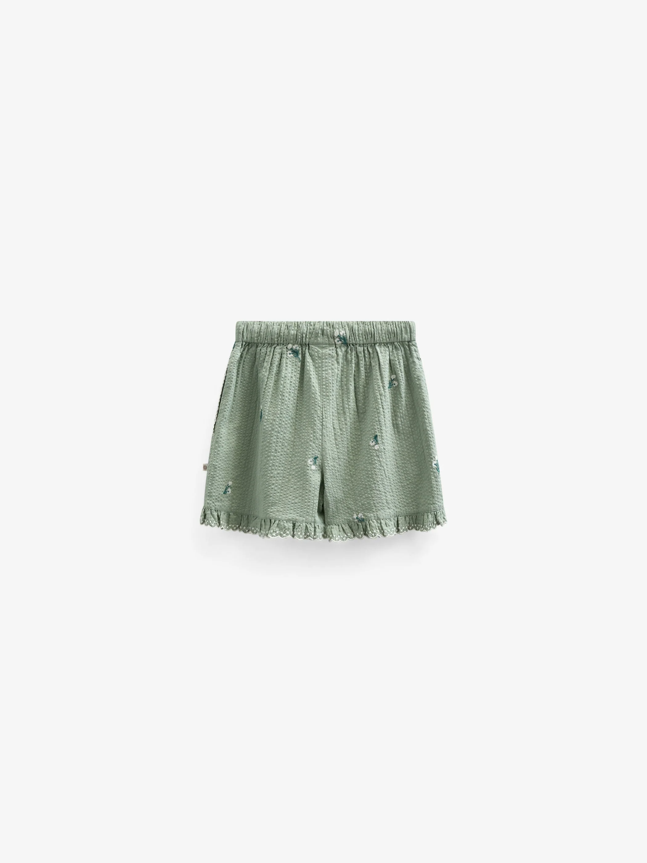 Bestickte Seersucker-Shorts - Kids - Dusty Green | 100984 Nora - Image 3