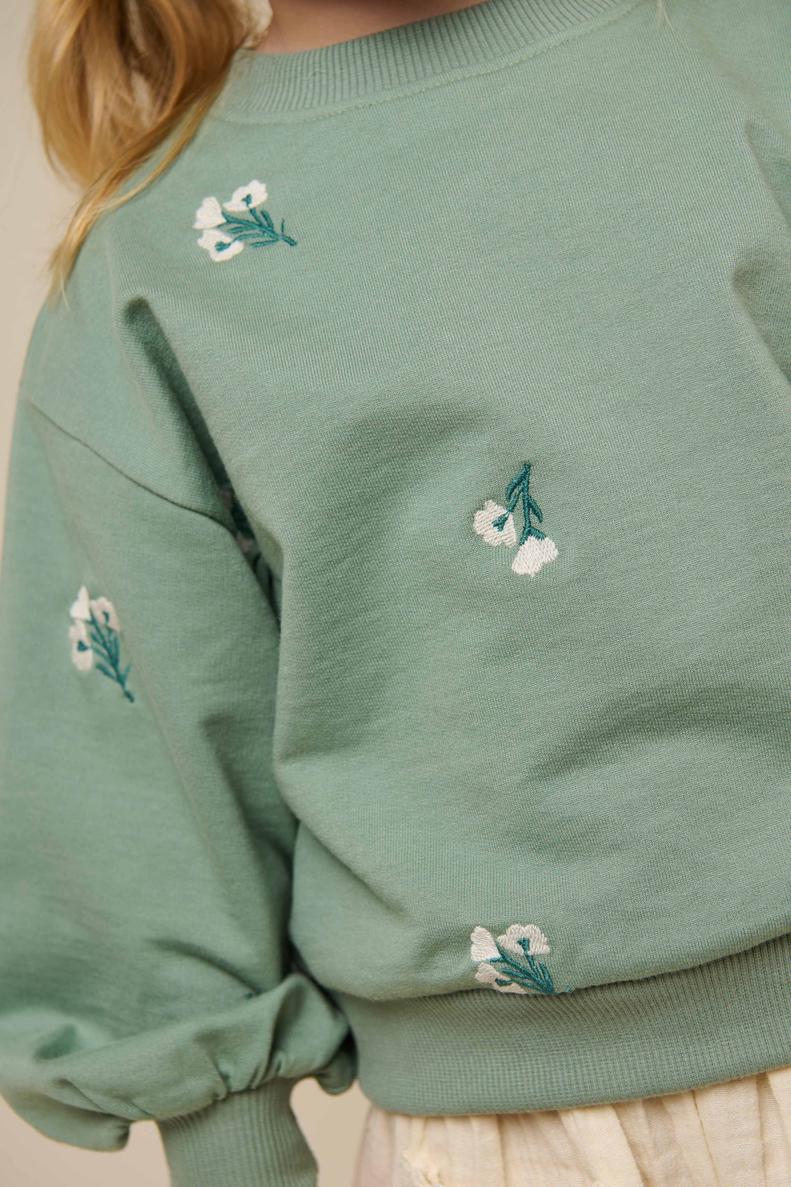 Besticktes Crewneck Sweatshirt - Kids - Dusty Green | 101211 Kimber - Image 4