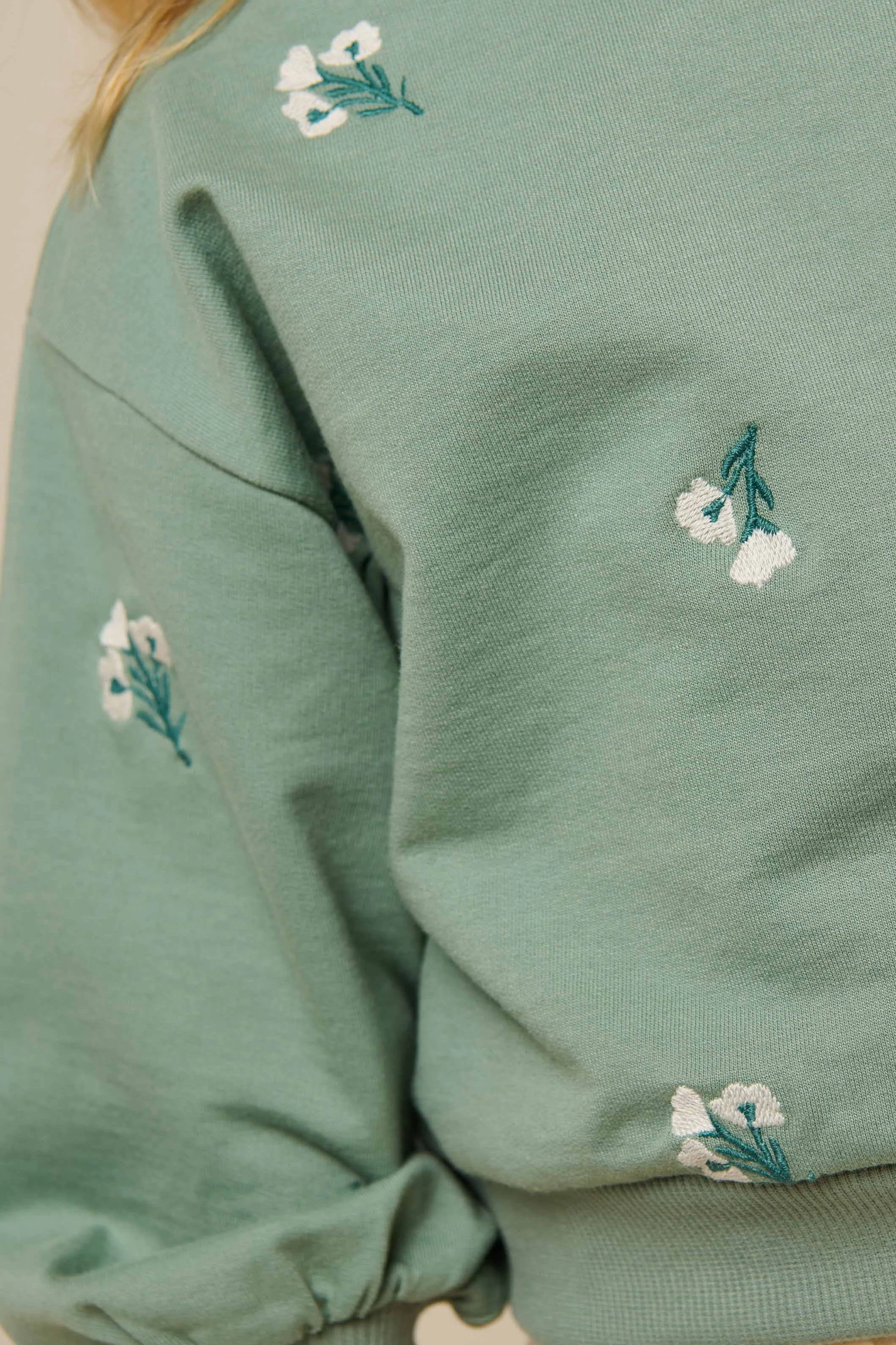 Besticktes Crewneck Sweatshirt - Tween - Dusty Green | 101212 Kimber - Image 4