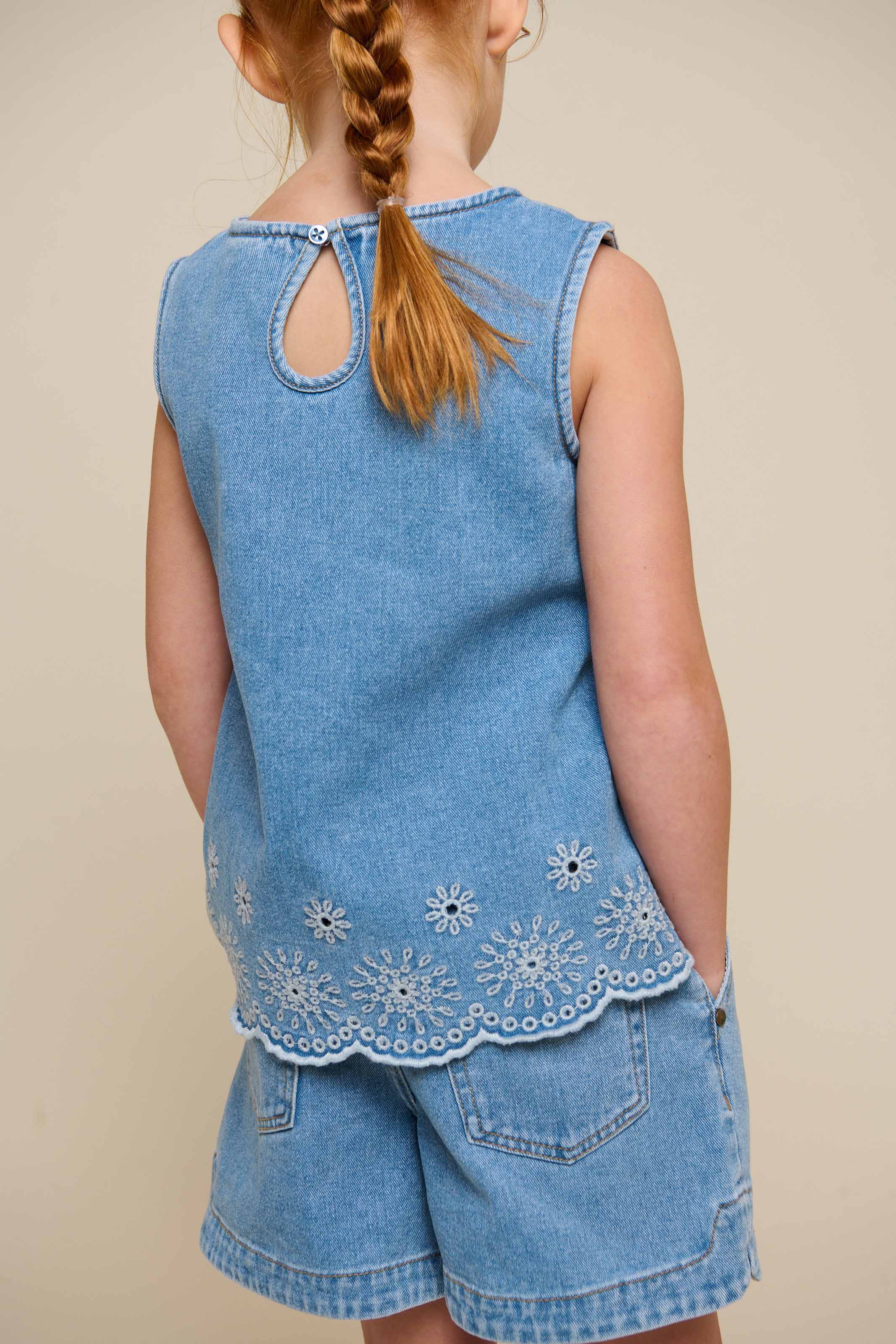 Besticktes Denim-Top - Kids - Light Blue Denim | 101020 Vera - Image 6