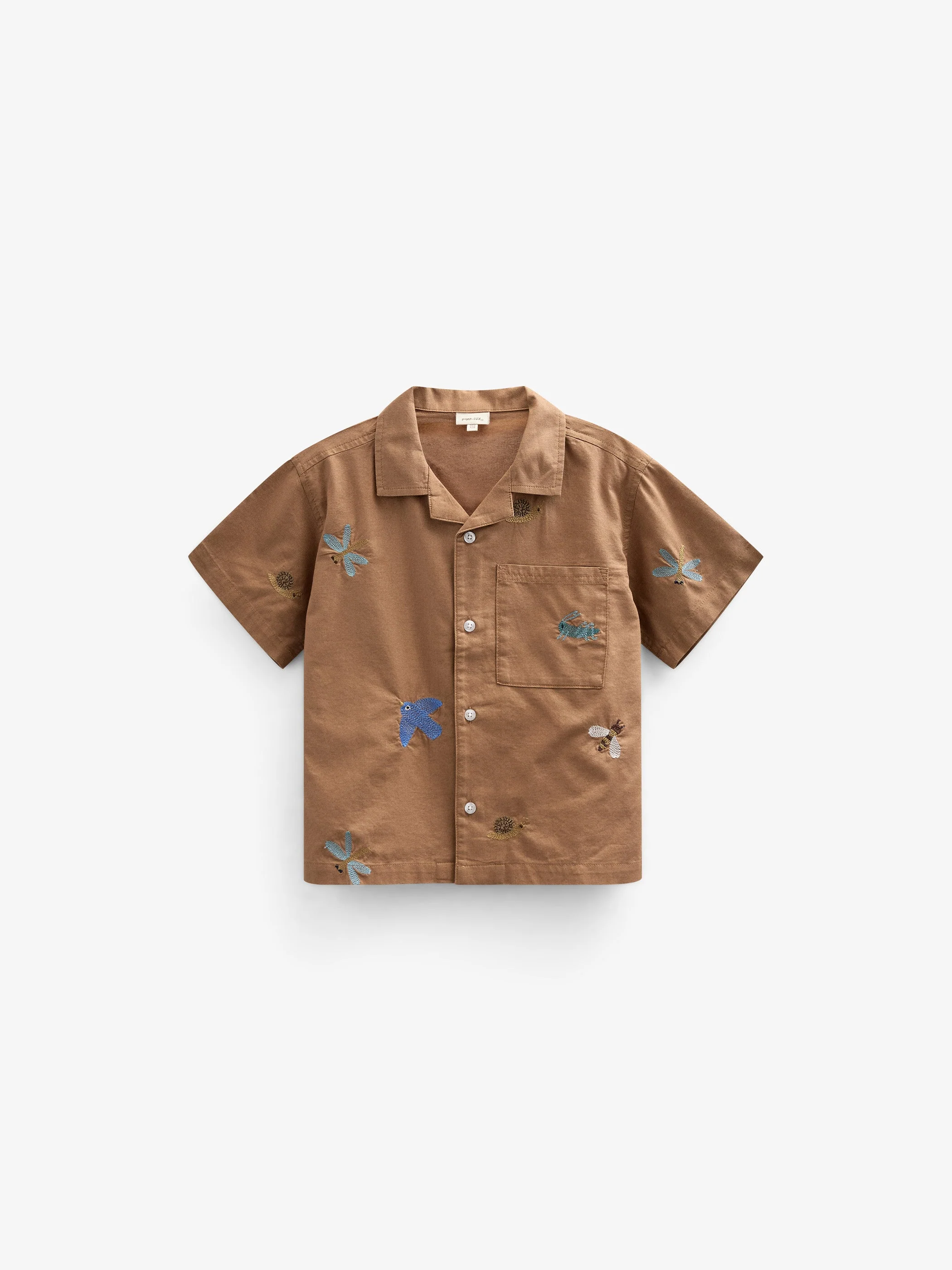 Besticktes Kurzarm-Baumwollhemd - Kids - Coconut | 101062 Erik