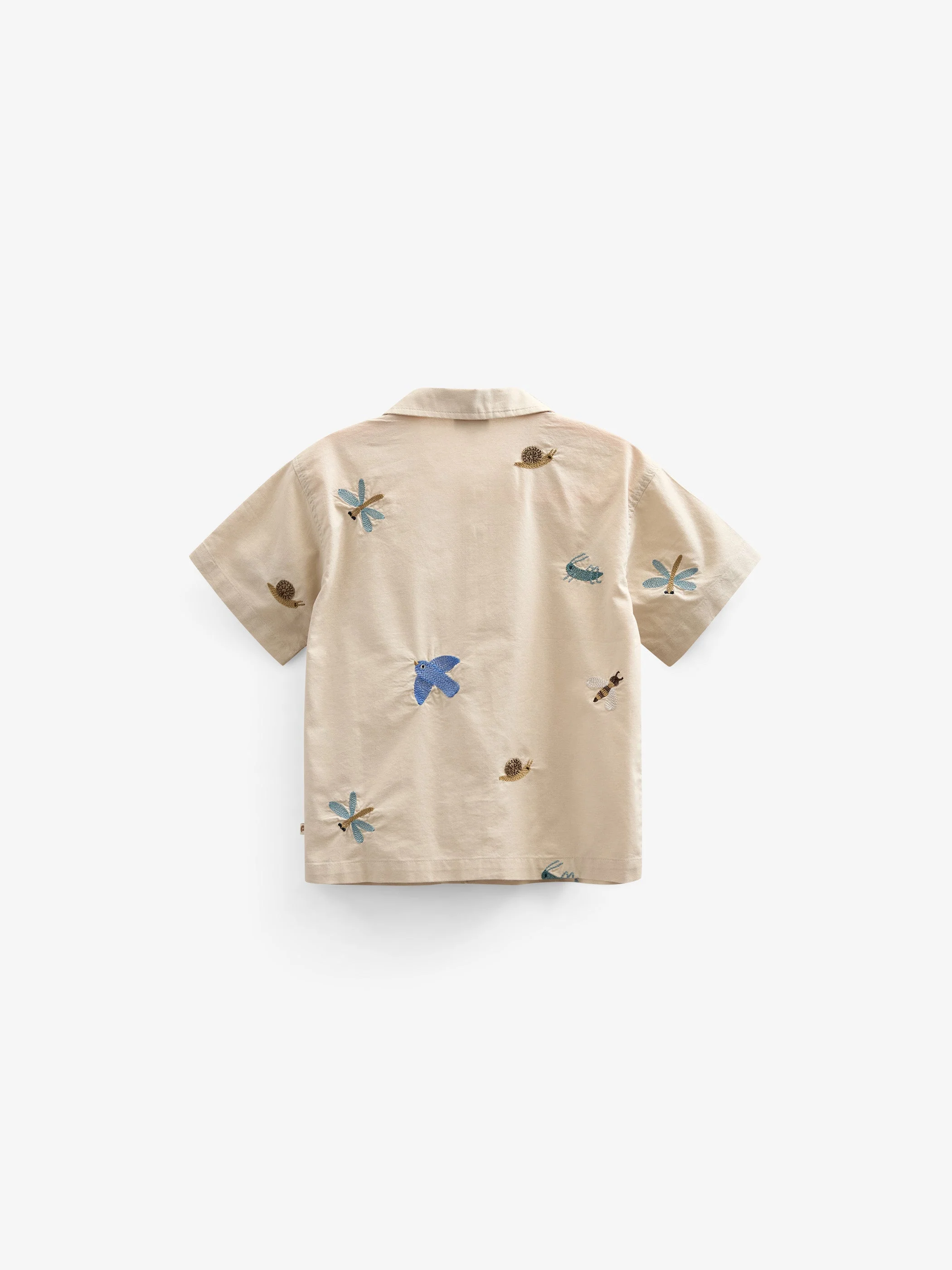 Besticktes Kurzarm-Baumwollhemd - Kids - Light Beige | 101061 Erik - Image 3