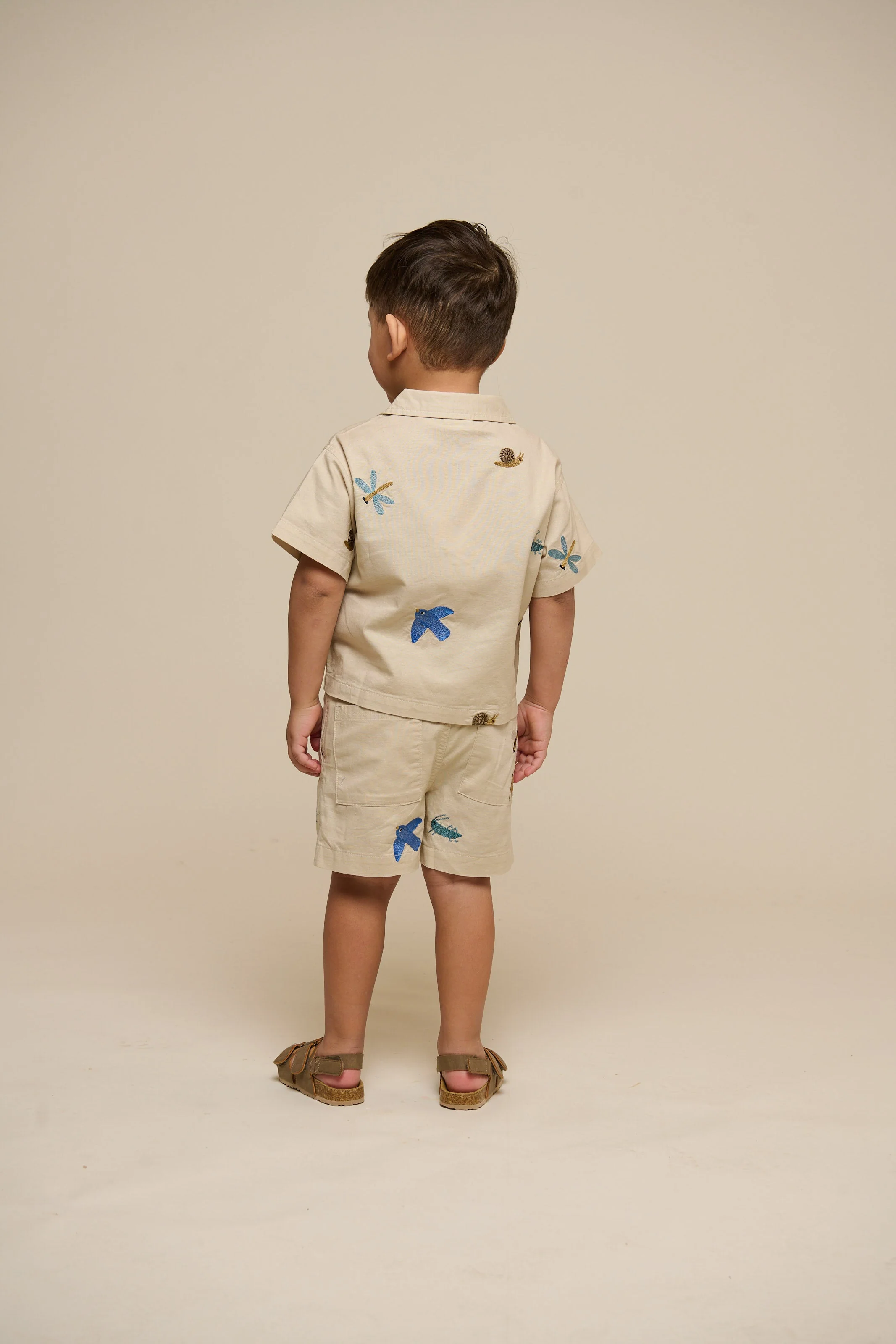 Besticktes Kurzarm-Baumwollhemd - Kids - Light Beige | 101061 Erik - Image 5
