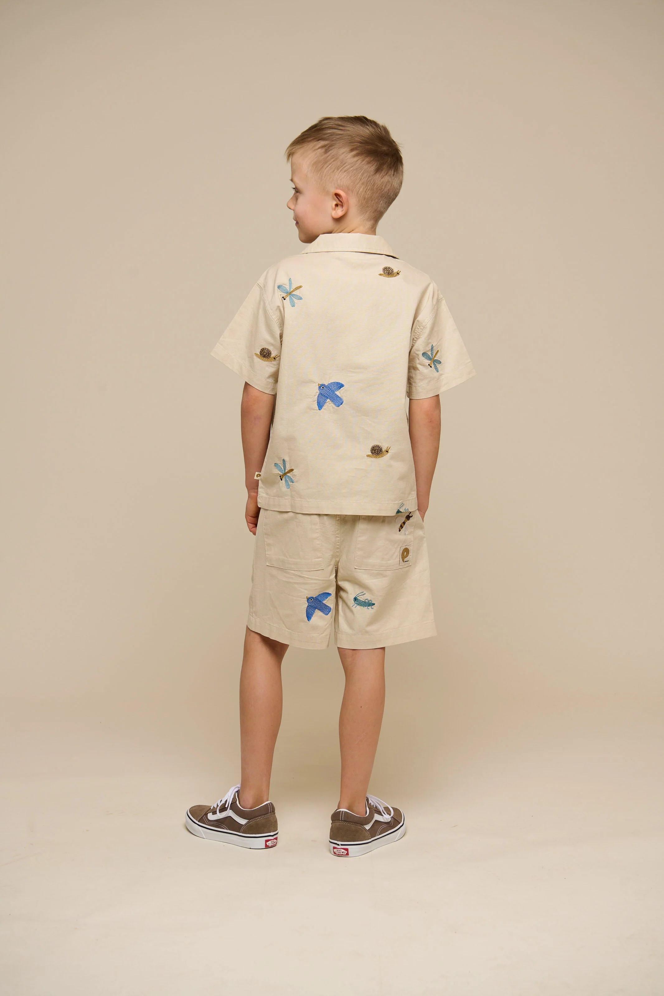 Besticktes Kurzarm-Baumwollhemd - Tween - Light Beige | 101096 Erik - Image 5