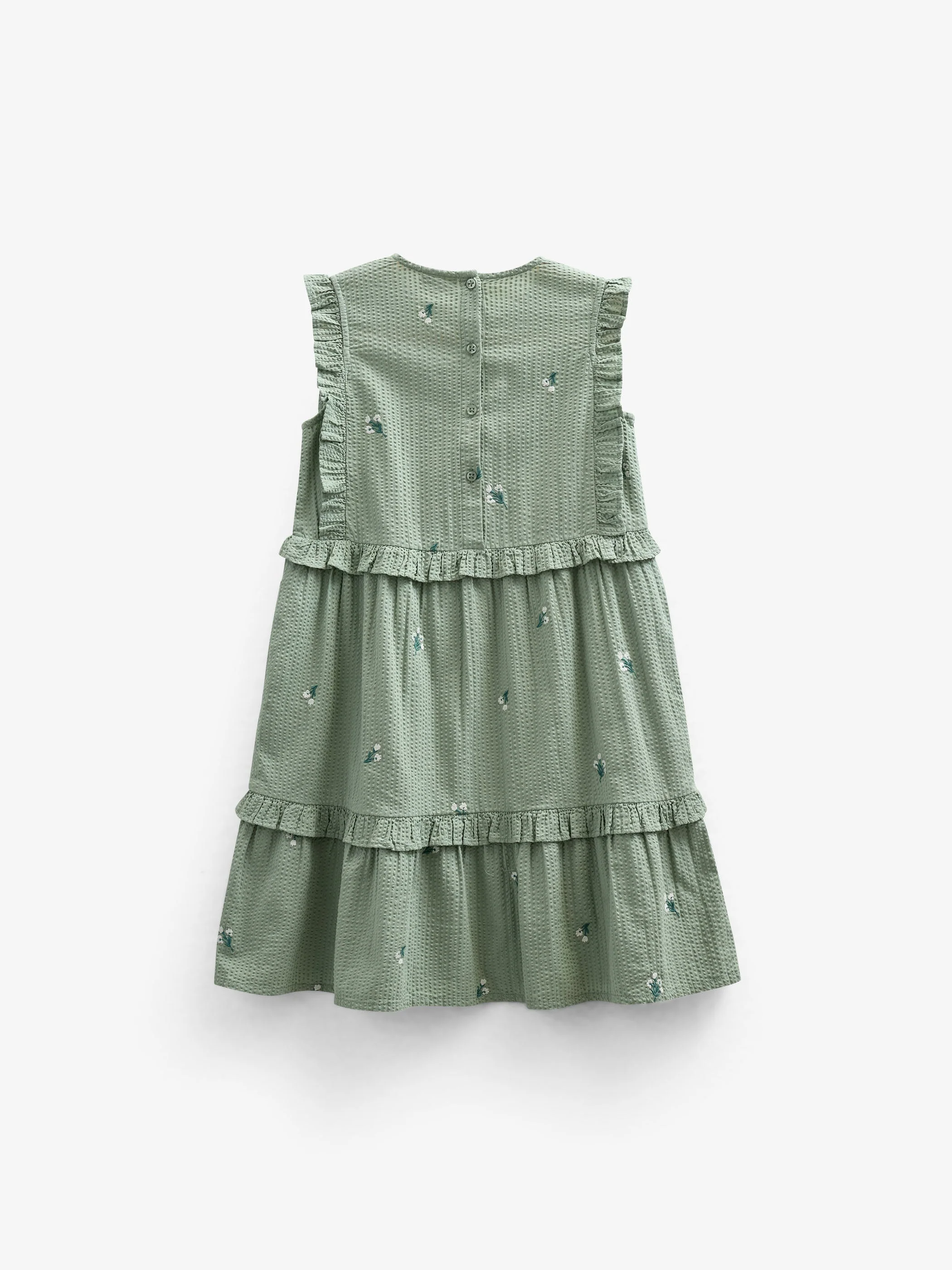 Besticktes Seersucker-Kleid - Kids - Dusty Green | 100976 Nora - Image 3