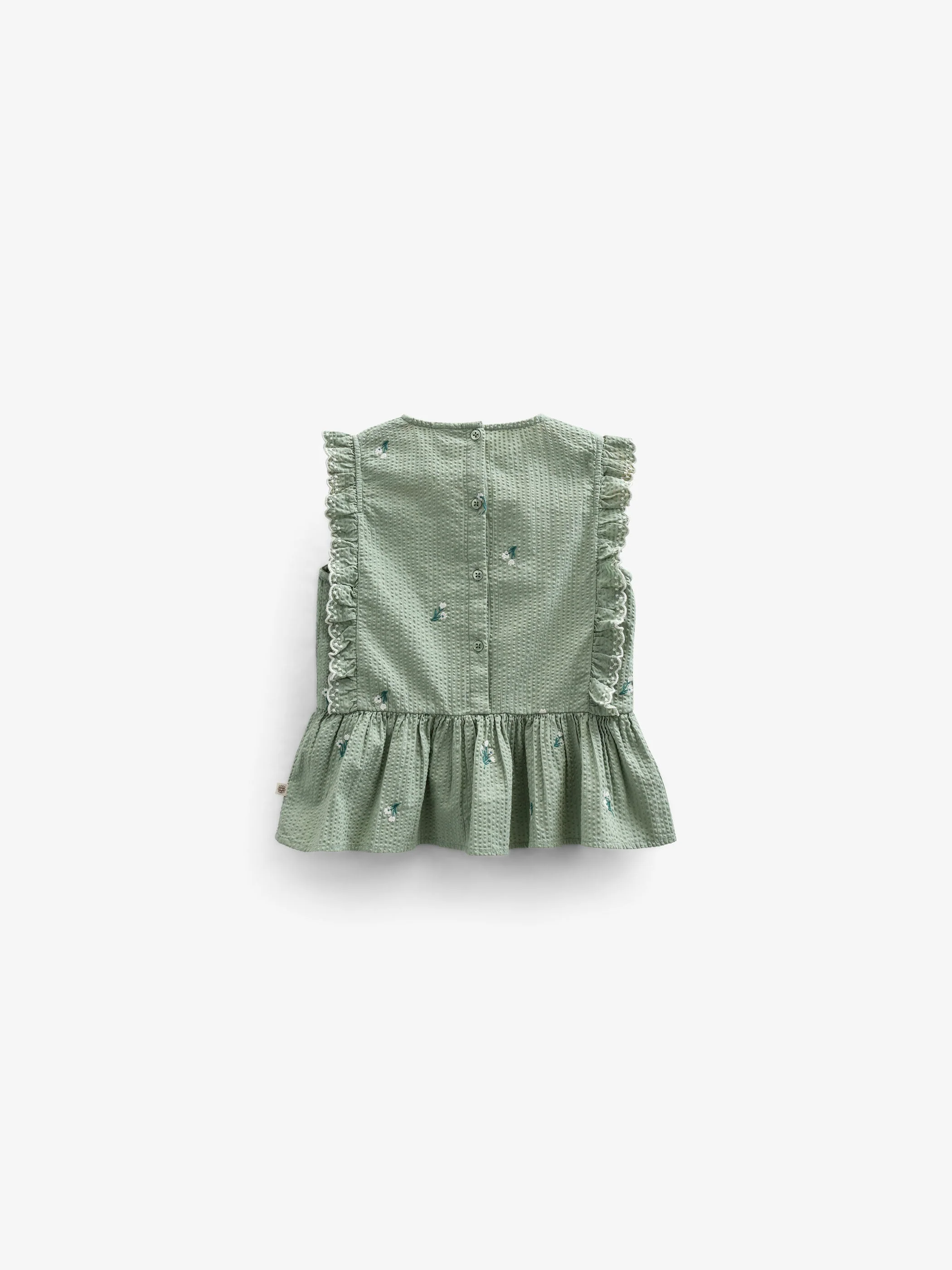 Besticktes Seersucker-Top - Kids - Dusty Green | 100980 Nora - Image 3