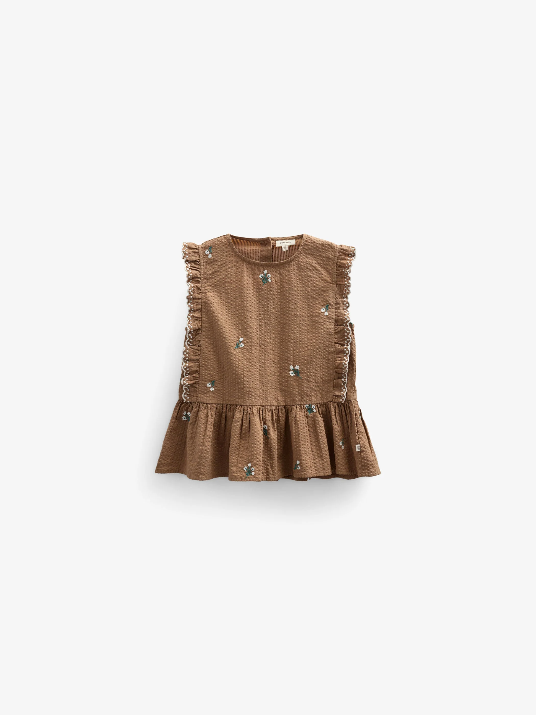 Besticktes Seersucker-Top - Tween - Coconut | 100983 Nora