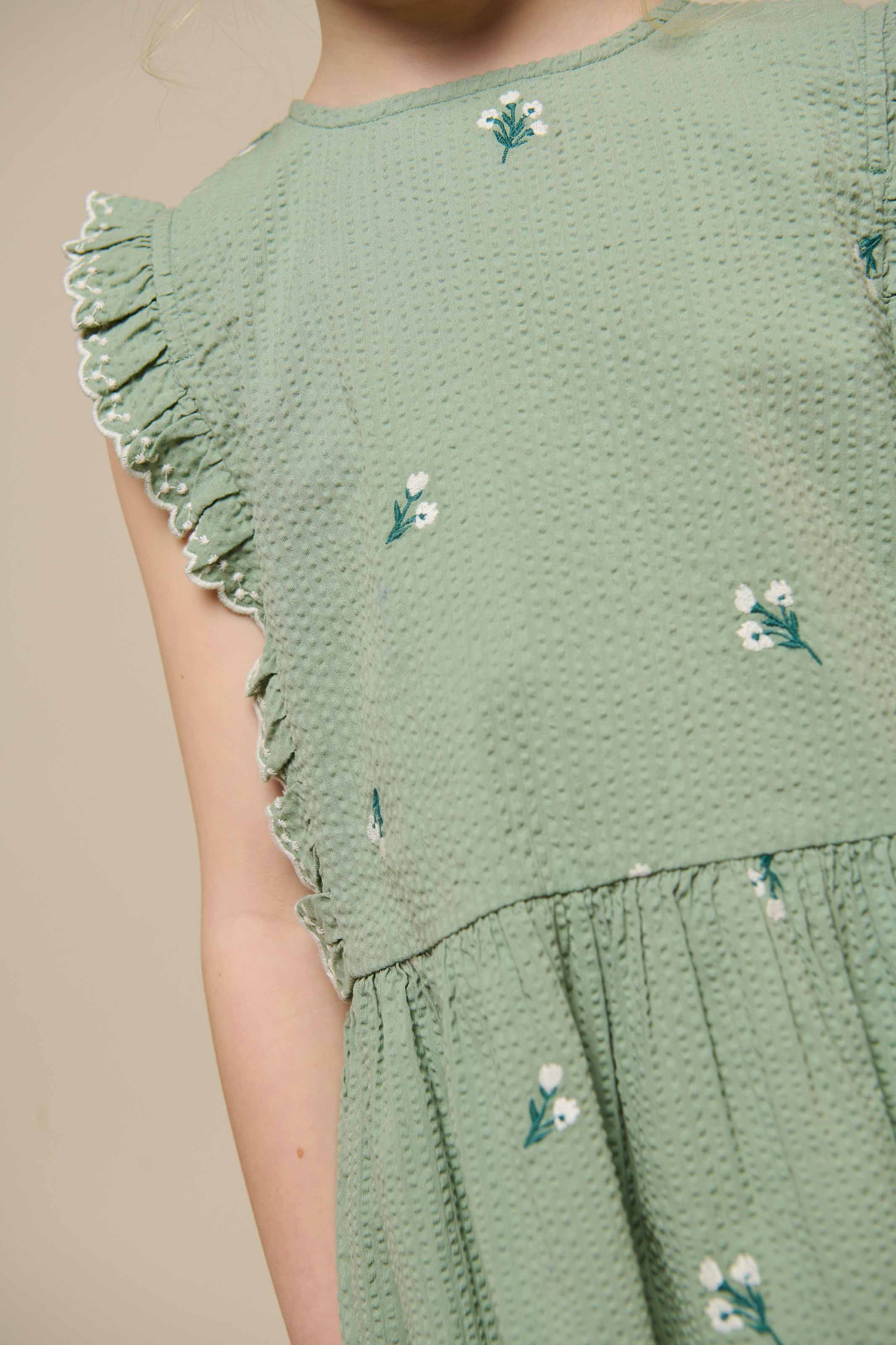 Besticktes Seersucker-Top - Tween - Dusty Green | 100981 Nora - Image 4
