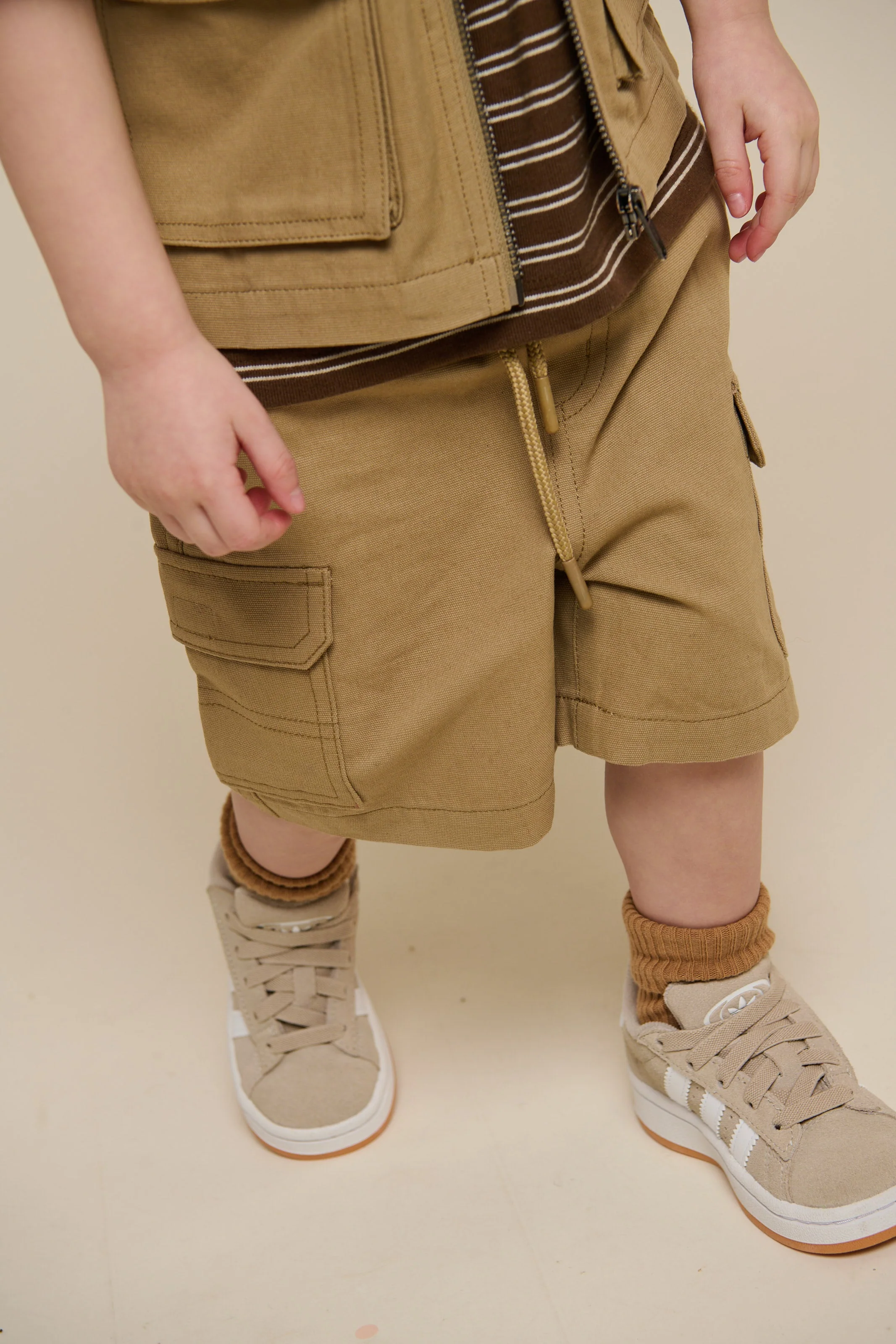Canvas Cargo Shorts - Kids - Khaki | 101120 Isack - Image 4