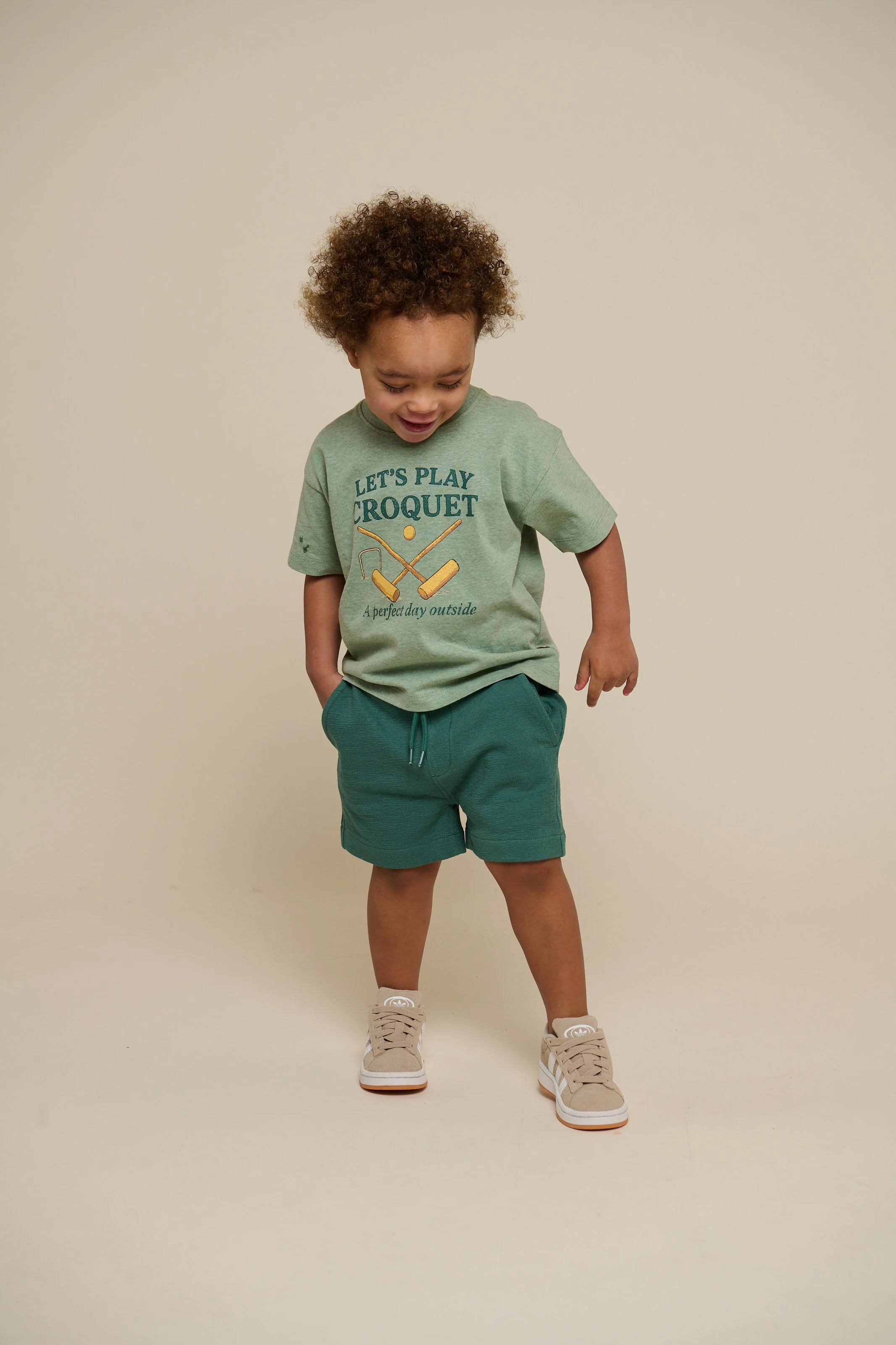 Croquet T-Shirt - Kids - Light Green Melange | 101338 Vincent - Image 2