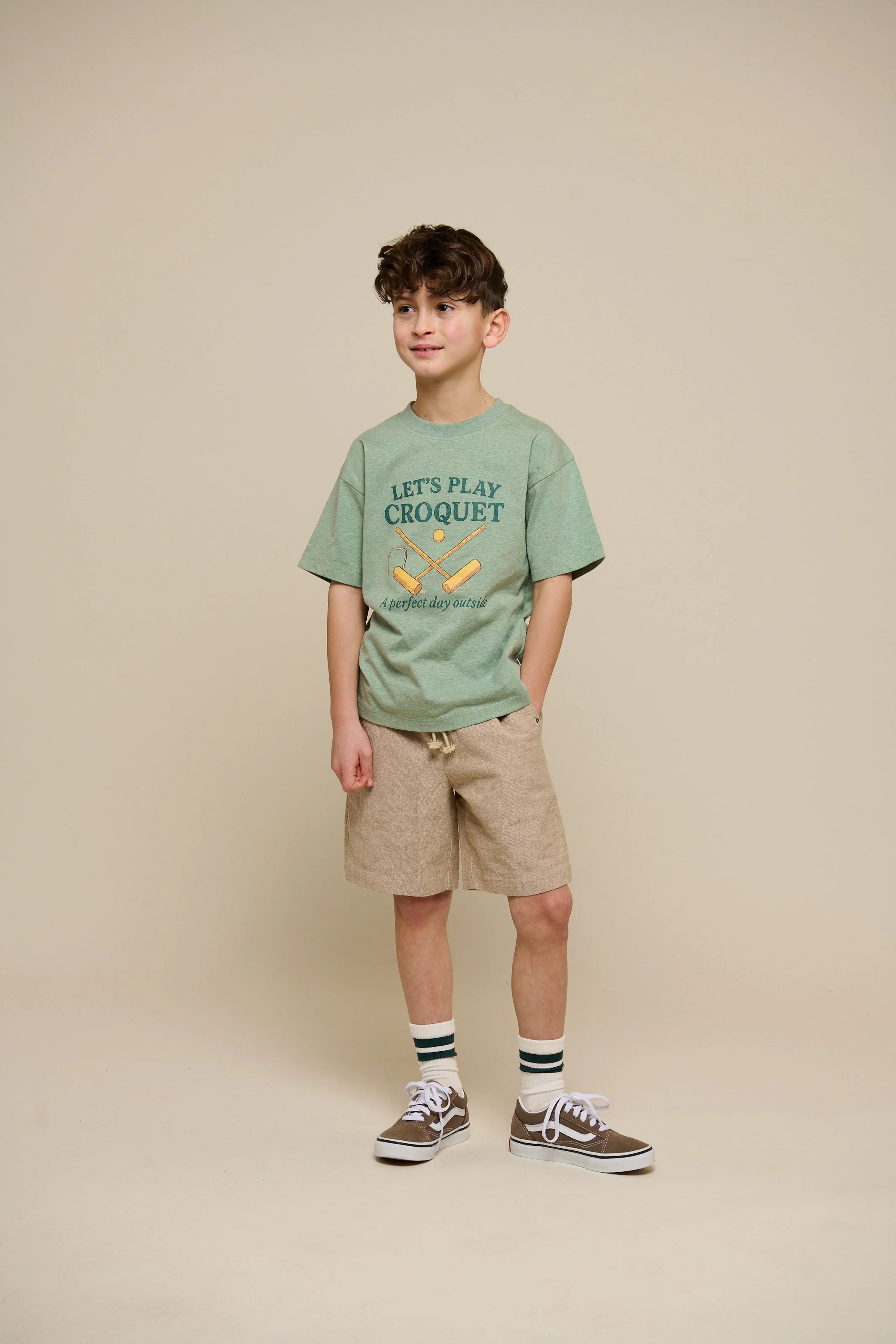 Croquet T-Shirt - Tween - Light Green Melange | 101339 Vincent - Image 2
