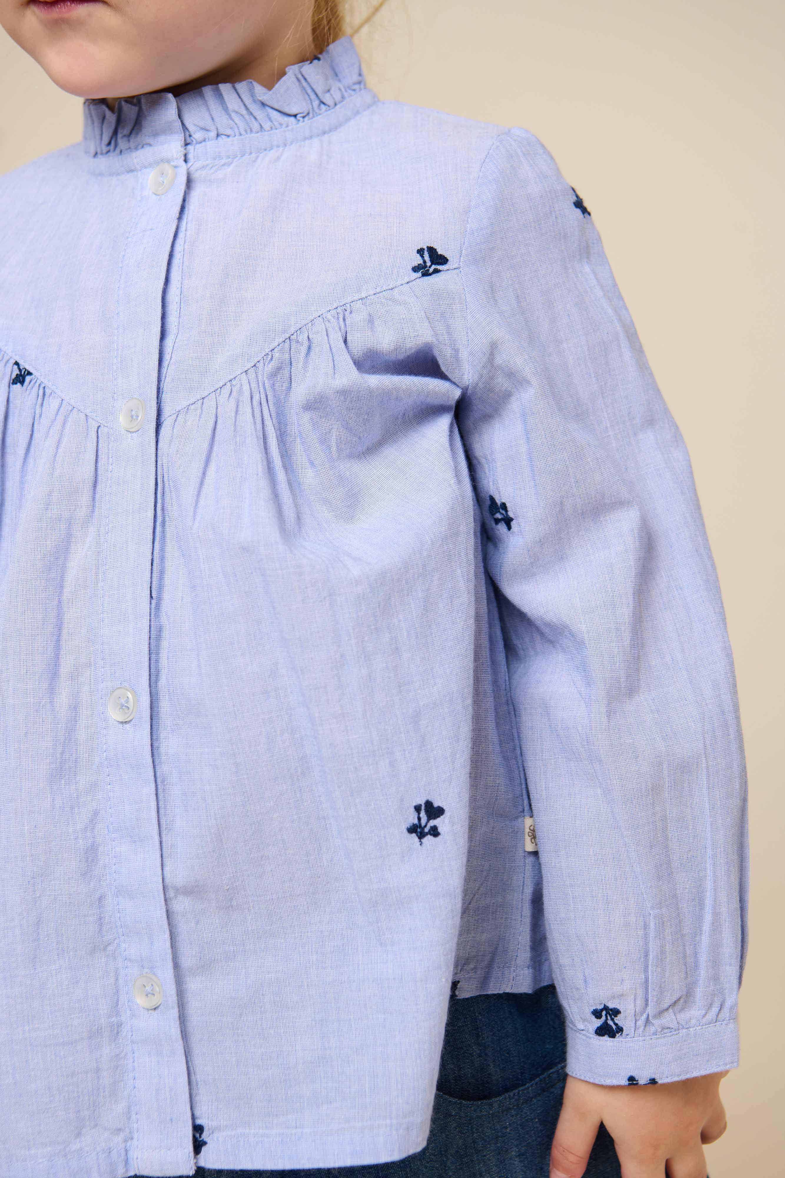 Embroidered Chambrey Shirt - Kids - Light Blue | 101058 Rose - Image 4