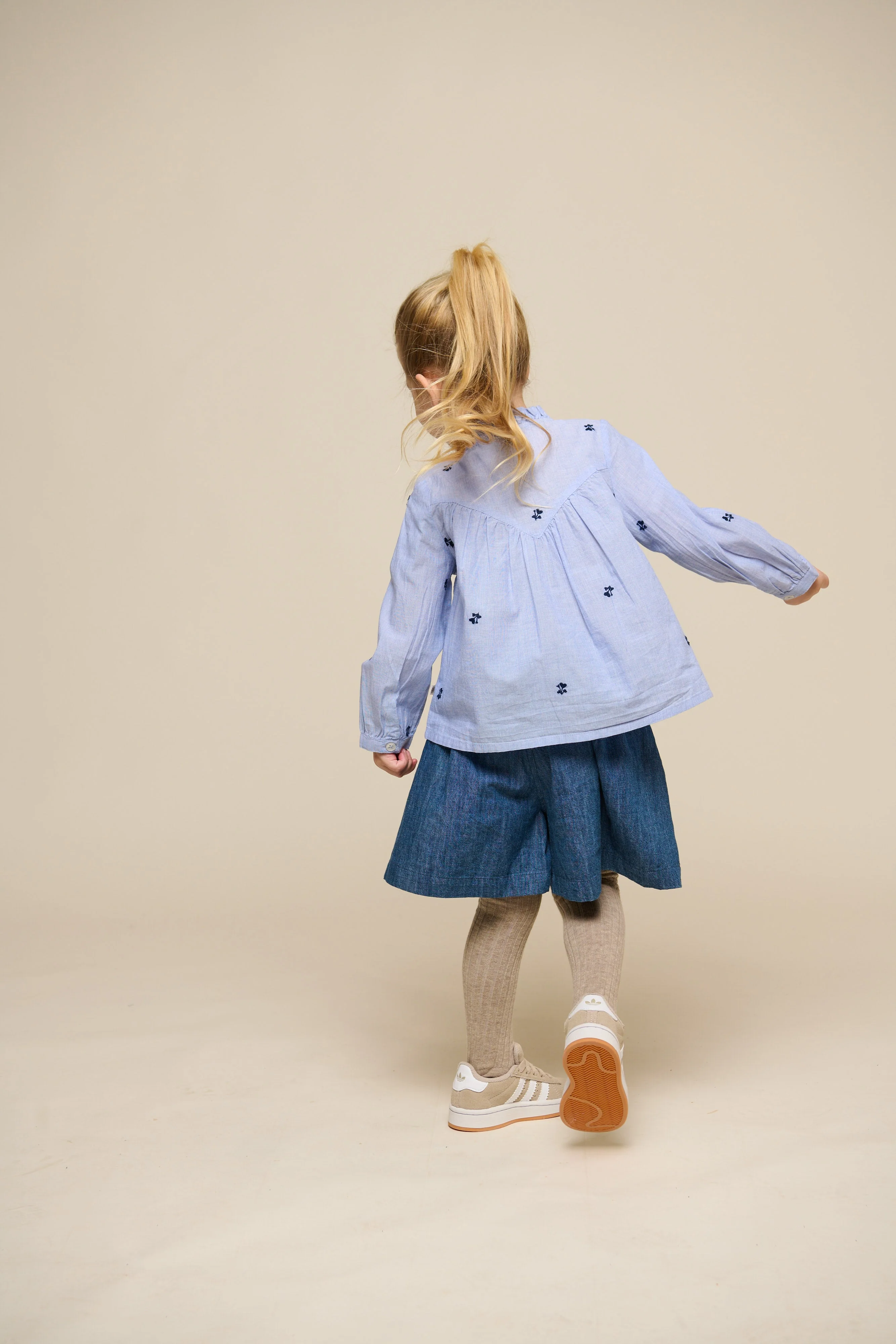 Embroidered Chambrey Shirt - Kids - Light Blue | 101058 Rose - Image 5