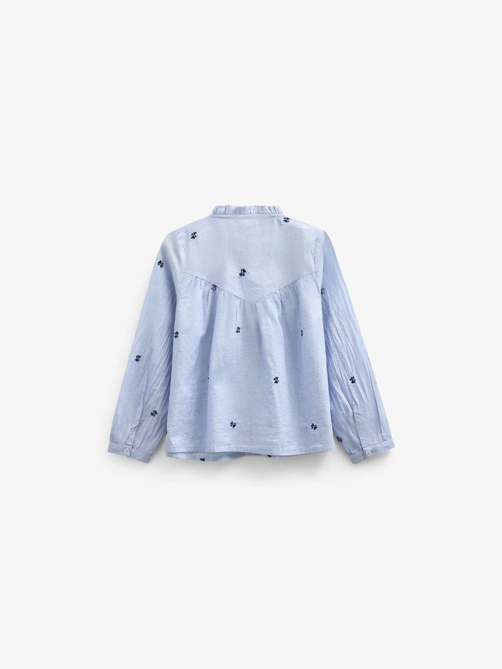 Embroidered Chambrey Shirt - Tween - Light Blue | 101091 Rose - Image 3
