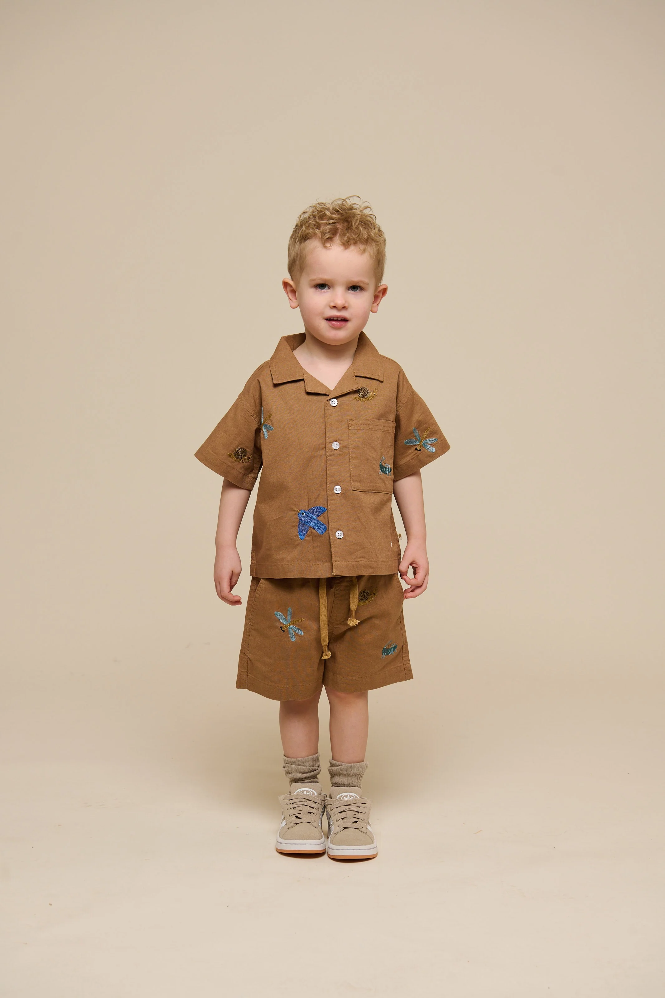 Embroidered Cotton Shorts - Kids - Coconut | 101064 Erik - Image 2