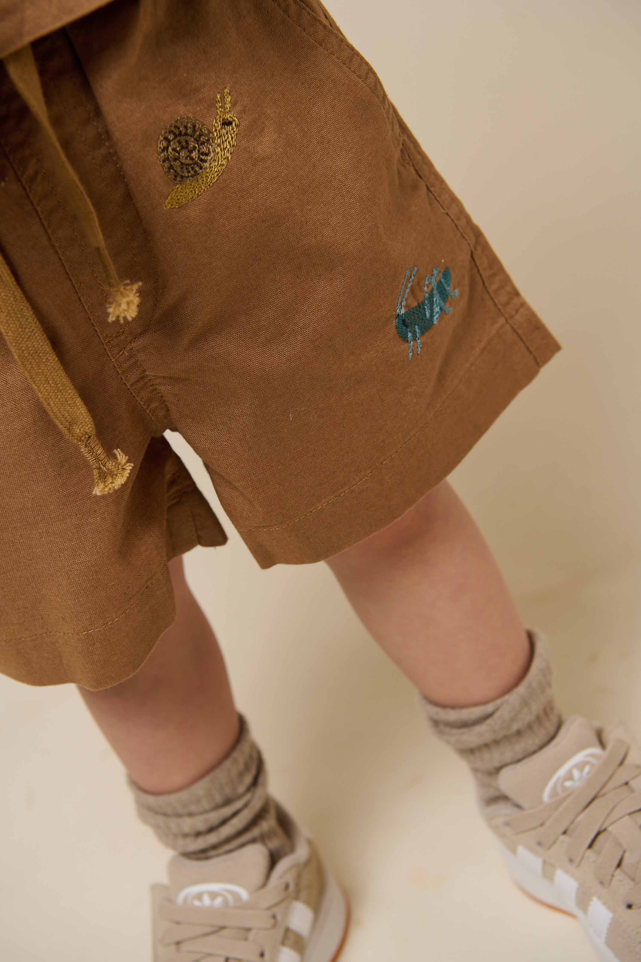 Embroidered Cotton Shorts - Kids - Coconut | 101064 Erik - Image 6
