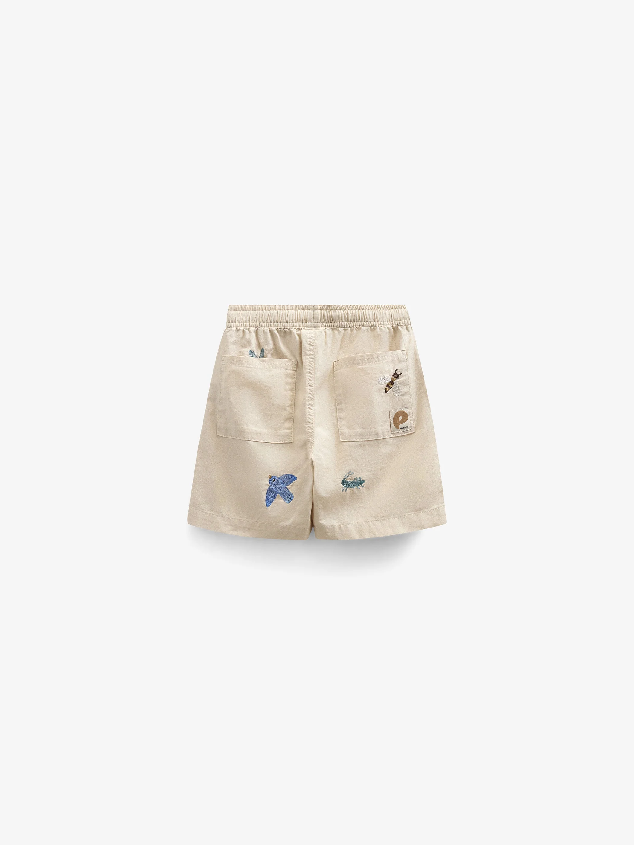 Embroidered Cotton Shorts - Kids - Light Beige | 101063 Erik - Image 3