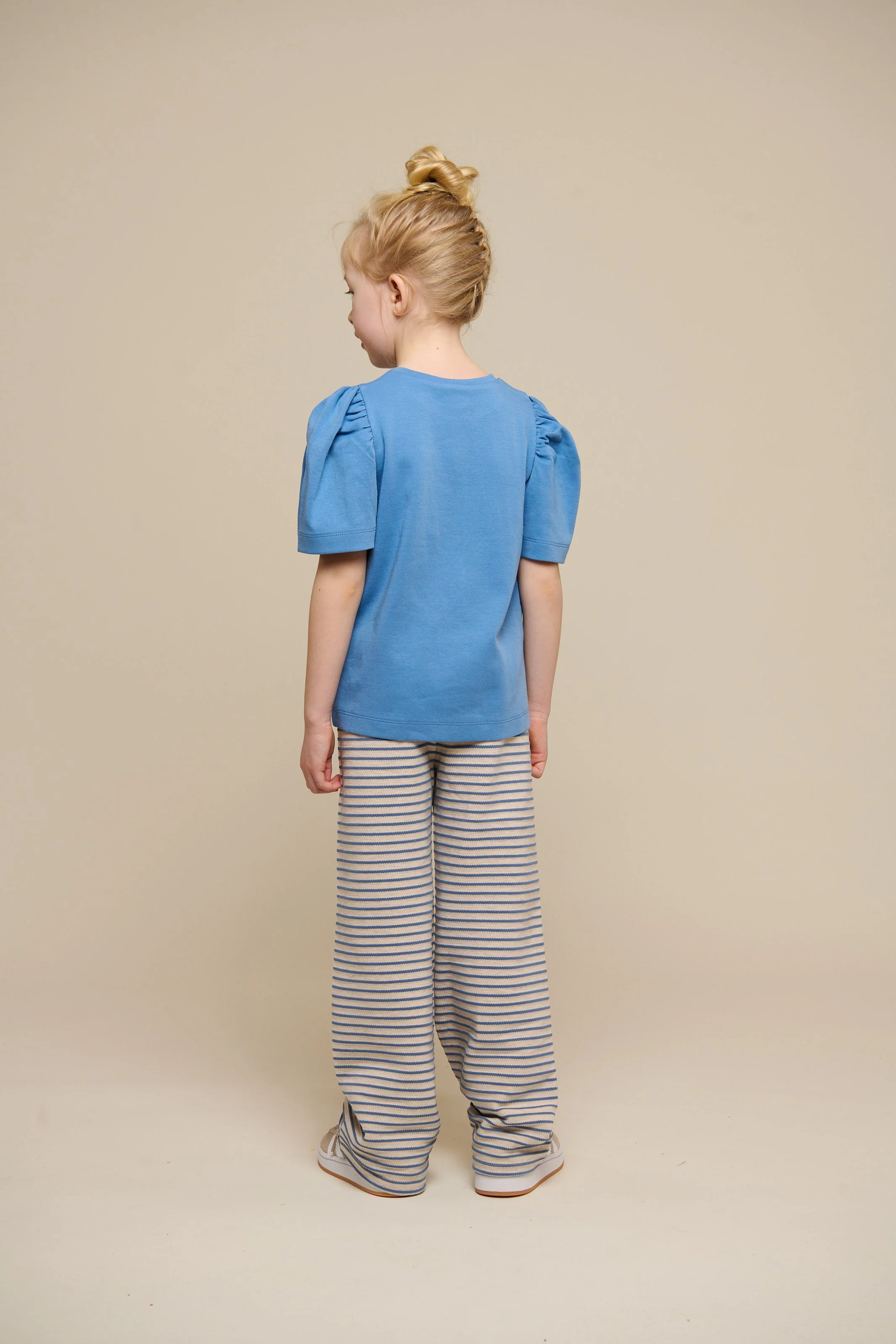 Gestreifte Jersey-Hose mit weitem Bein - Tween - Blue | 100998 Emmie - Image 4