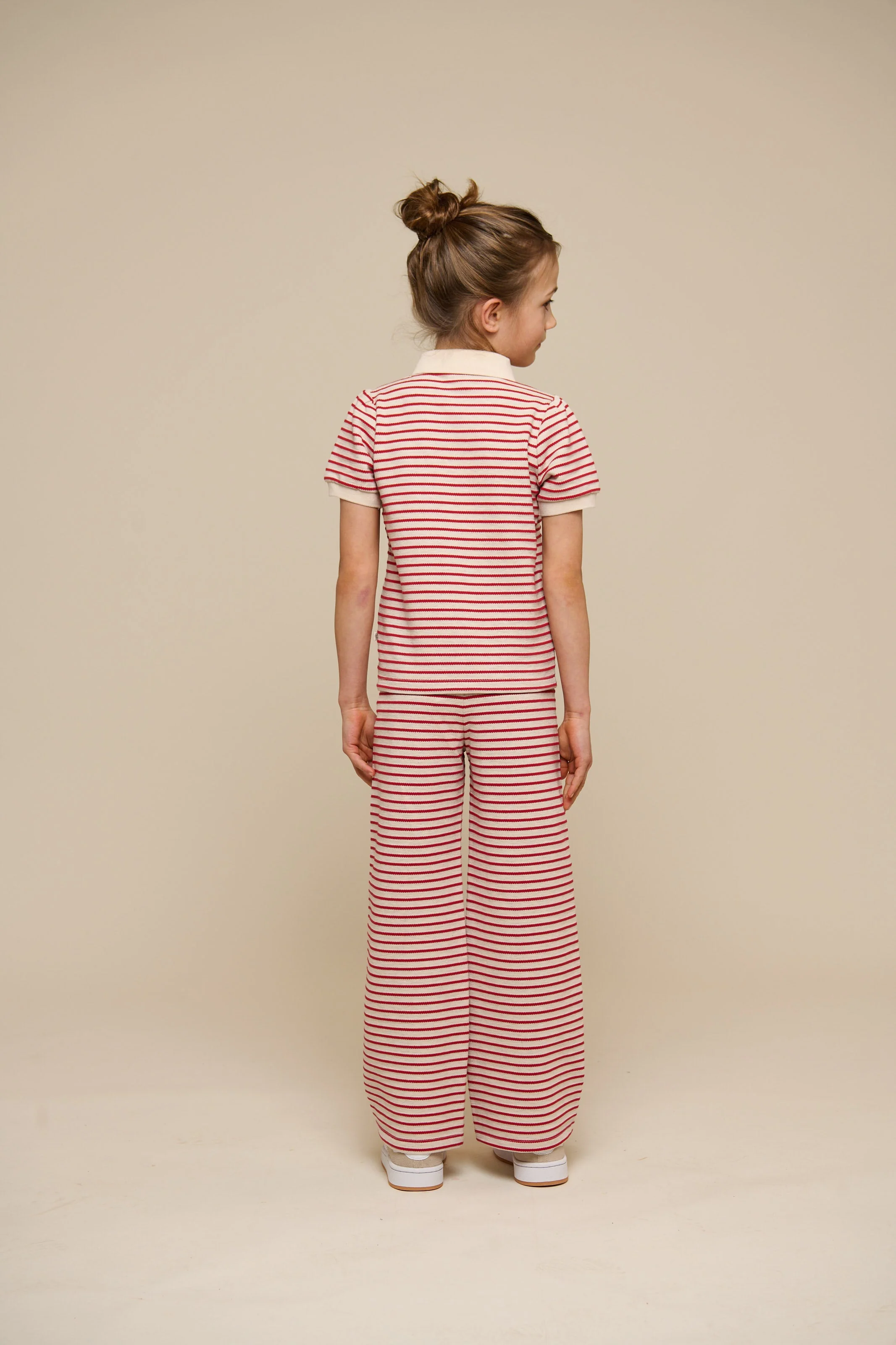 Gestreifte Jersey-Hose mit weitem Bein - Tween - Cherry Red | 100996 Emmie - Image 4